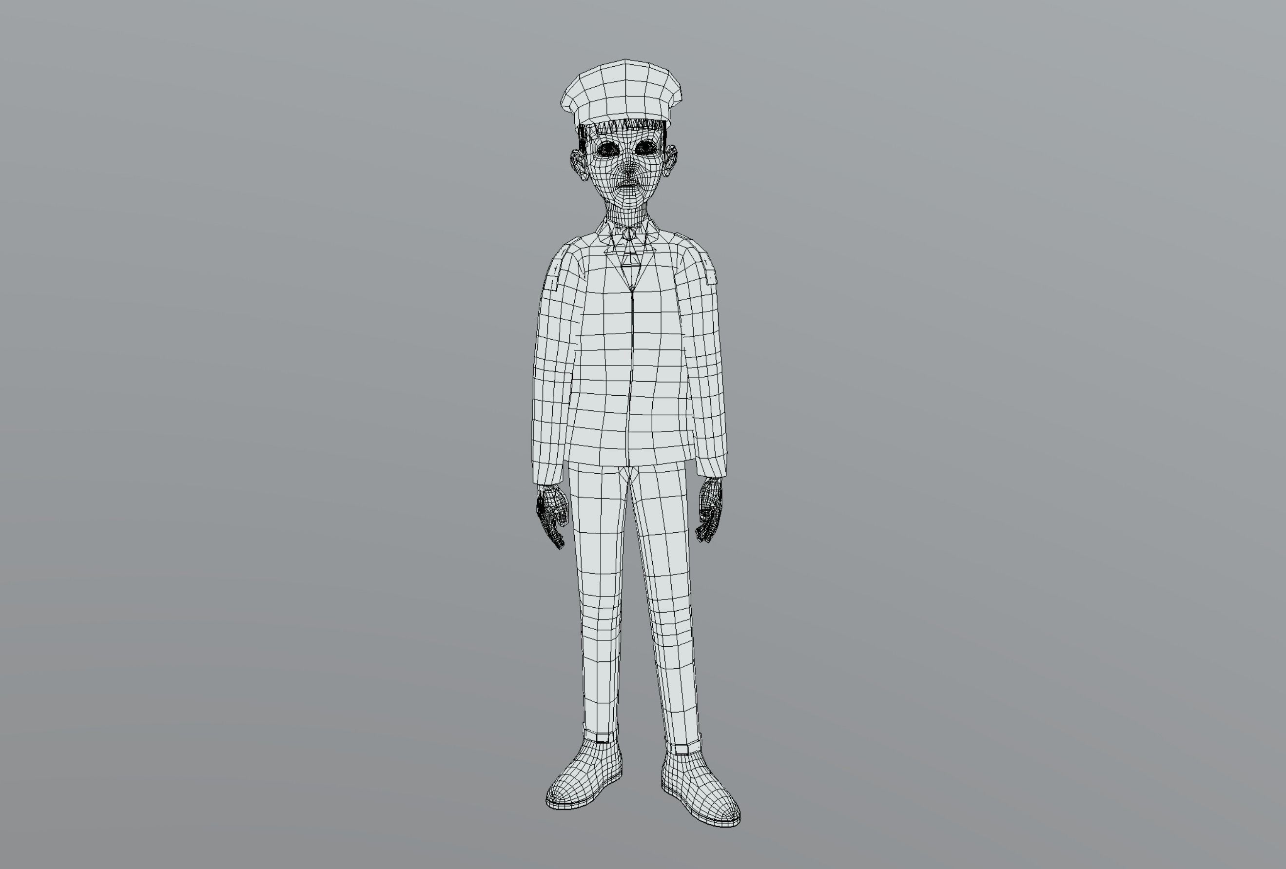 Cartoon Policeman Low-poly 3D model_10