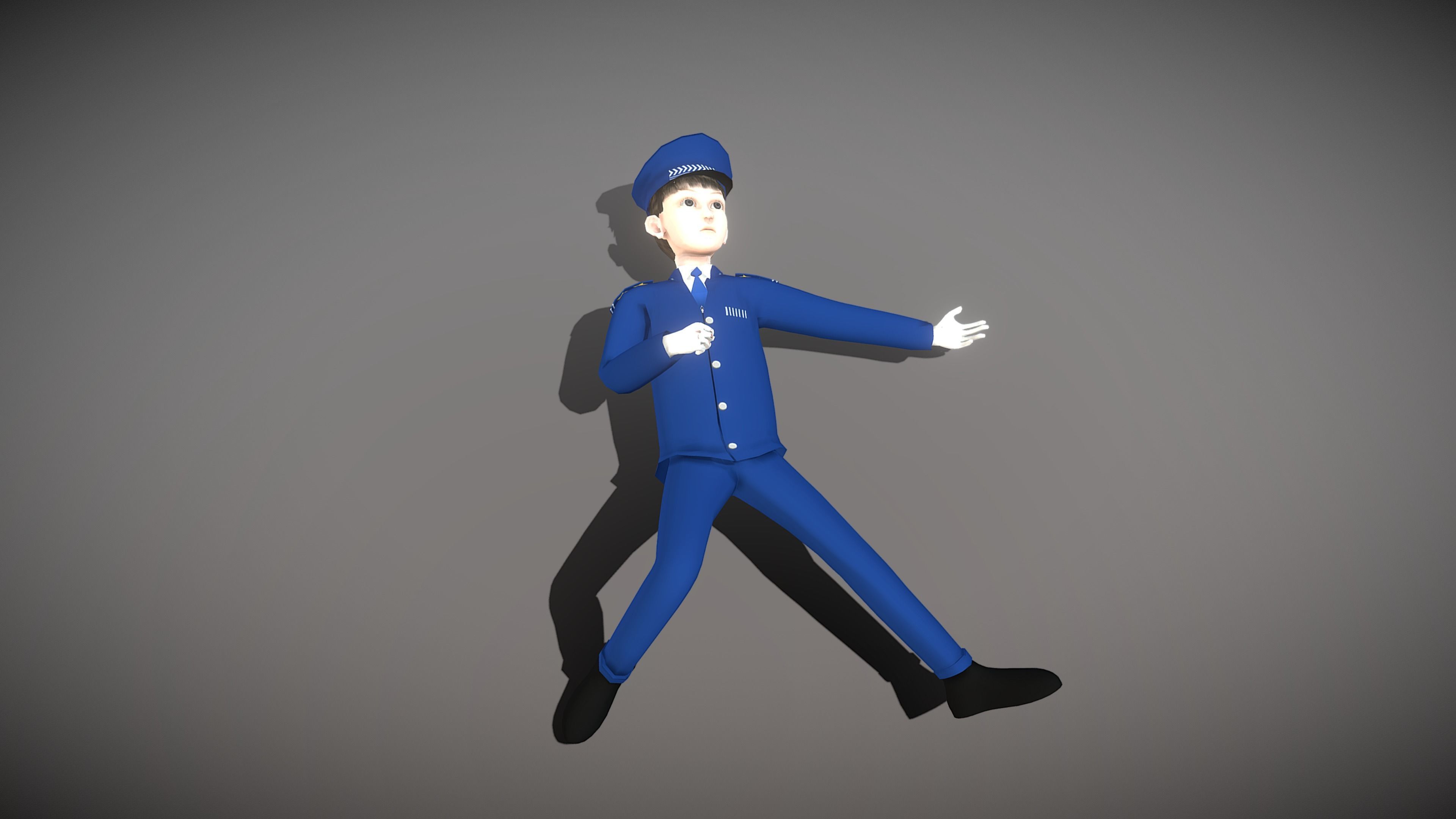 Cartoon Policeman Low-poly 3D model_5