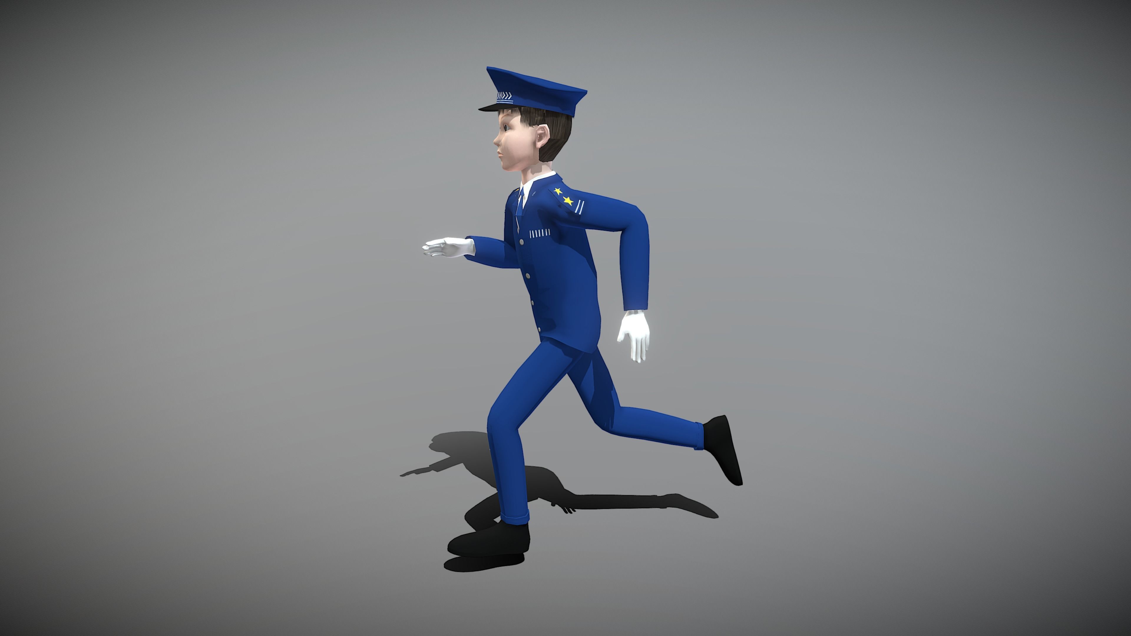 Cartoon Policeman Low-poly 3D model_3