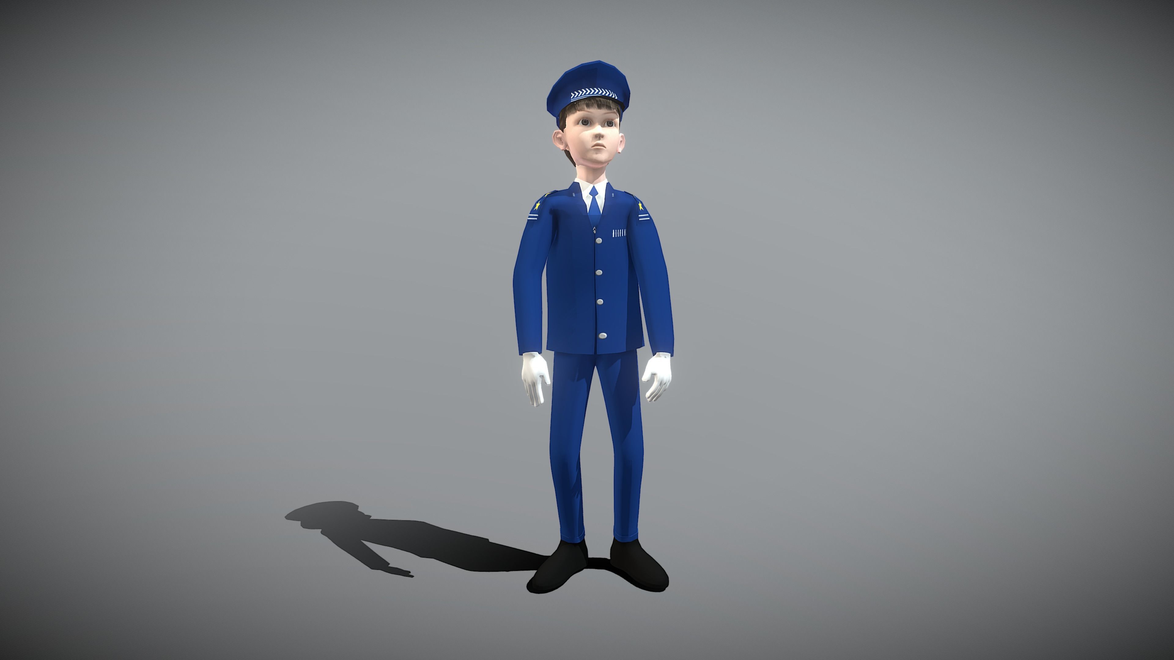 Cartoon Policeman Low-poly 3D model_8