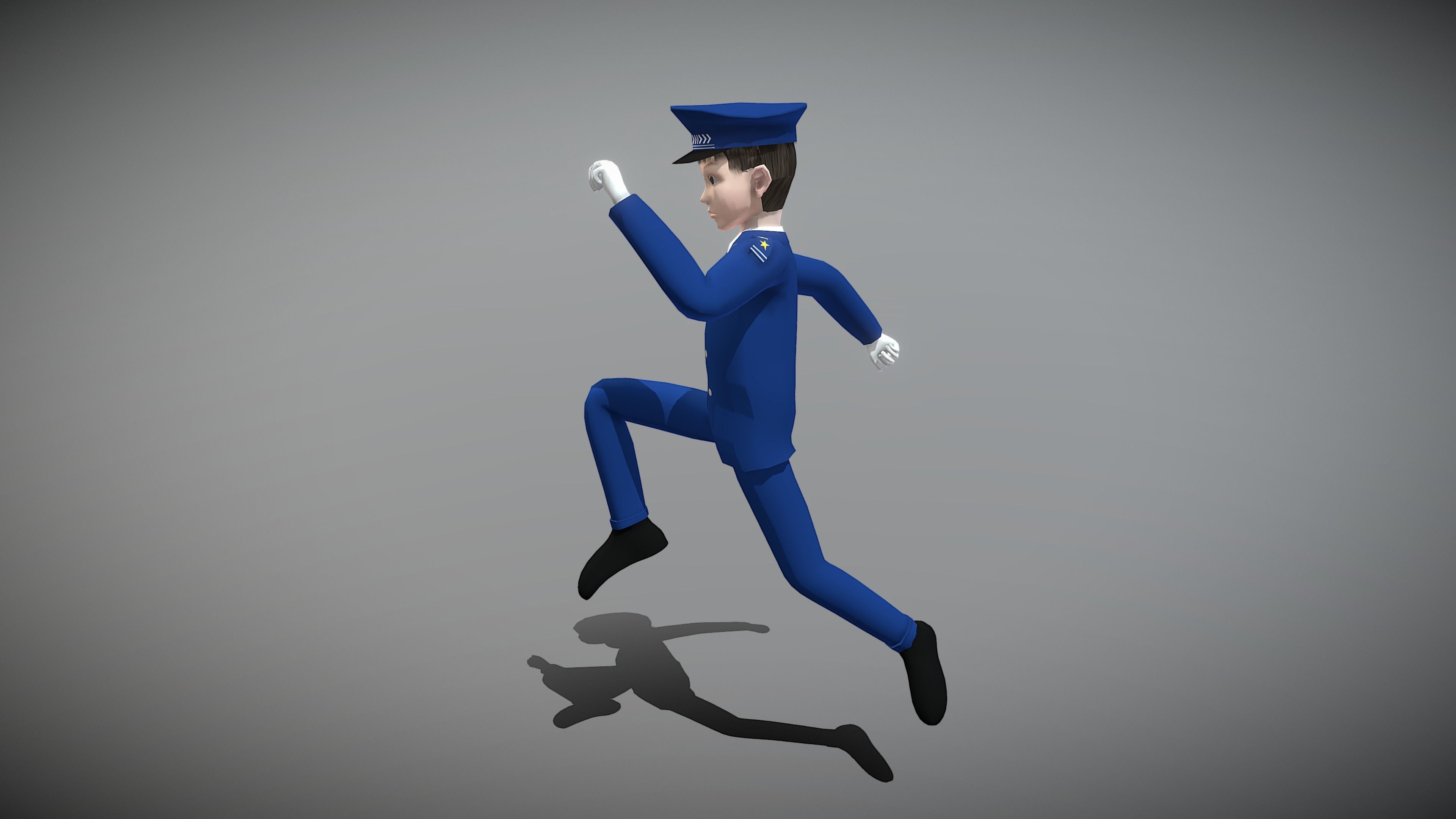 Cartoon Policeman Low-poly 3D model_4