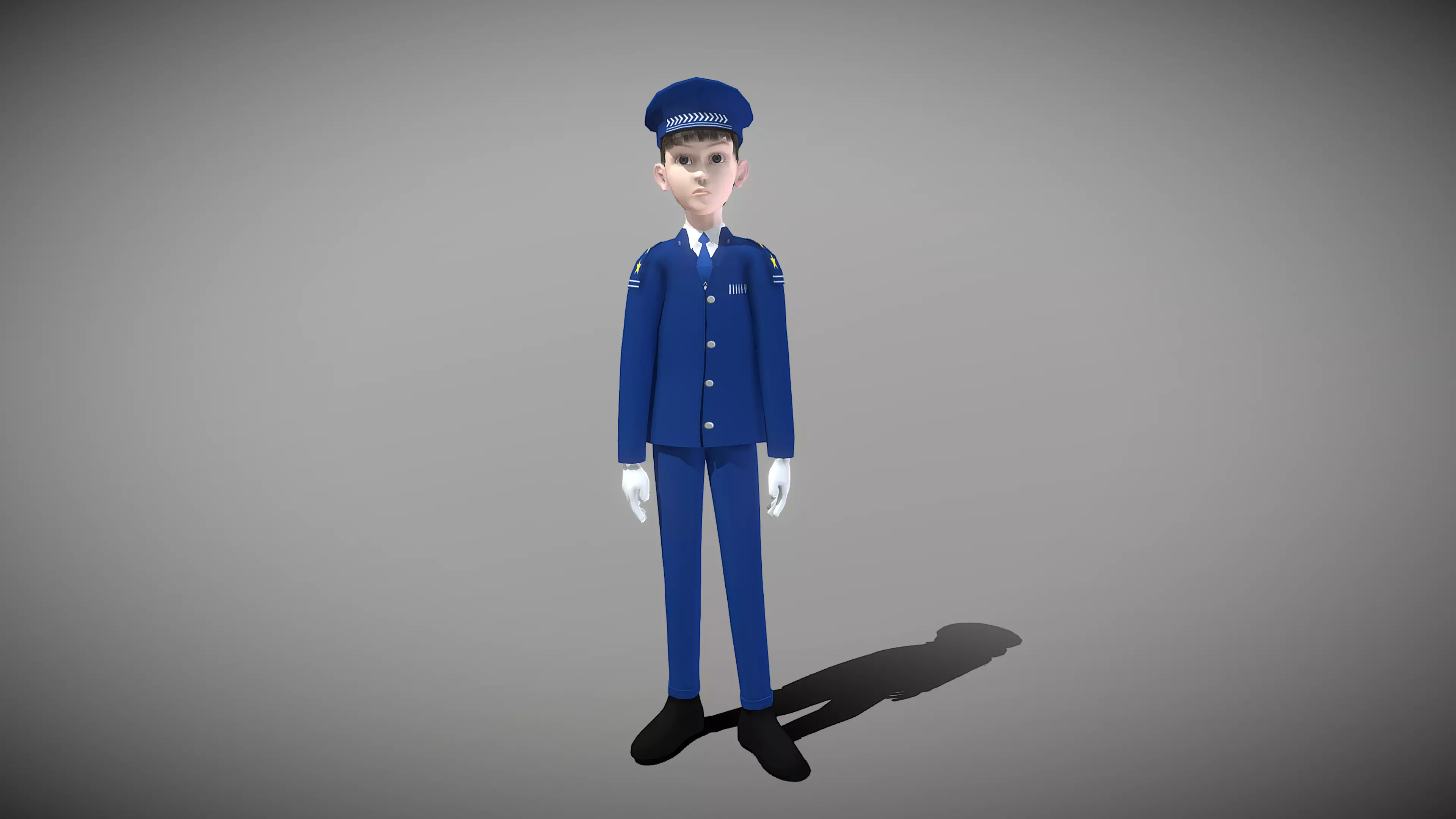 Cartoon Policeman Low-poly 3D model_0