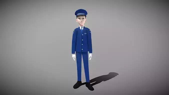 Cartoon Policeman Low-poly 3D model