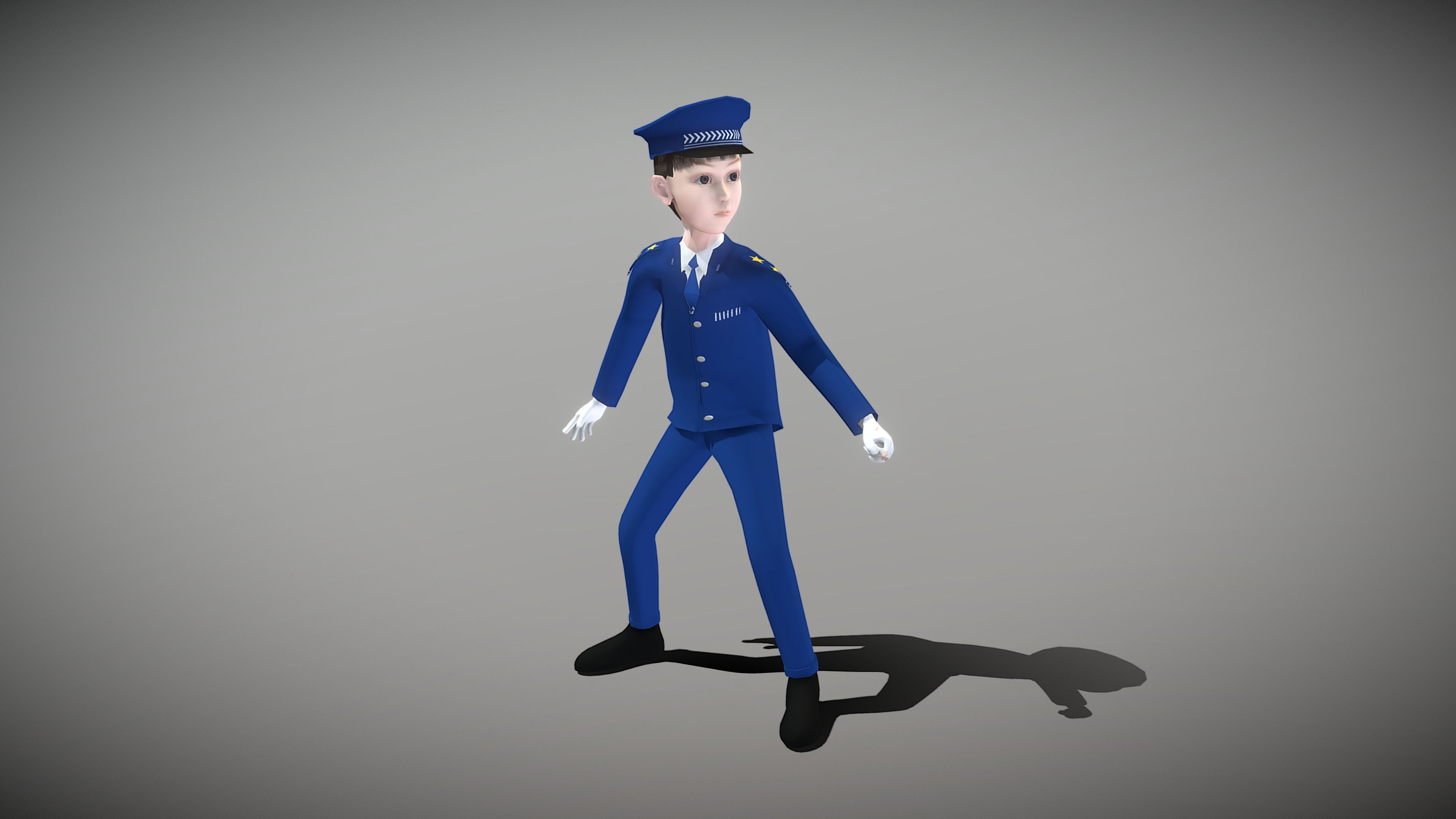 Cartoon Policeman Low-poly 3D model_6