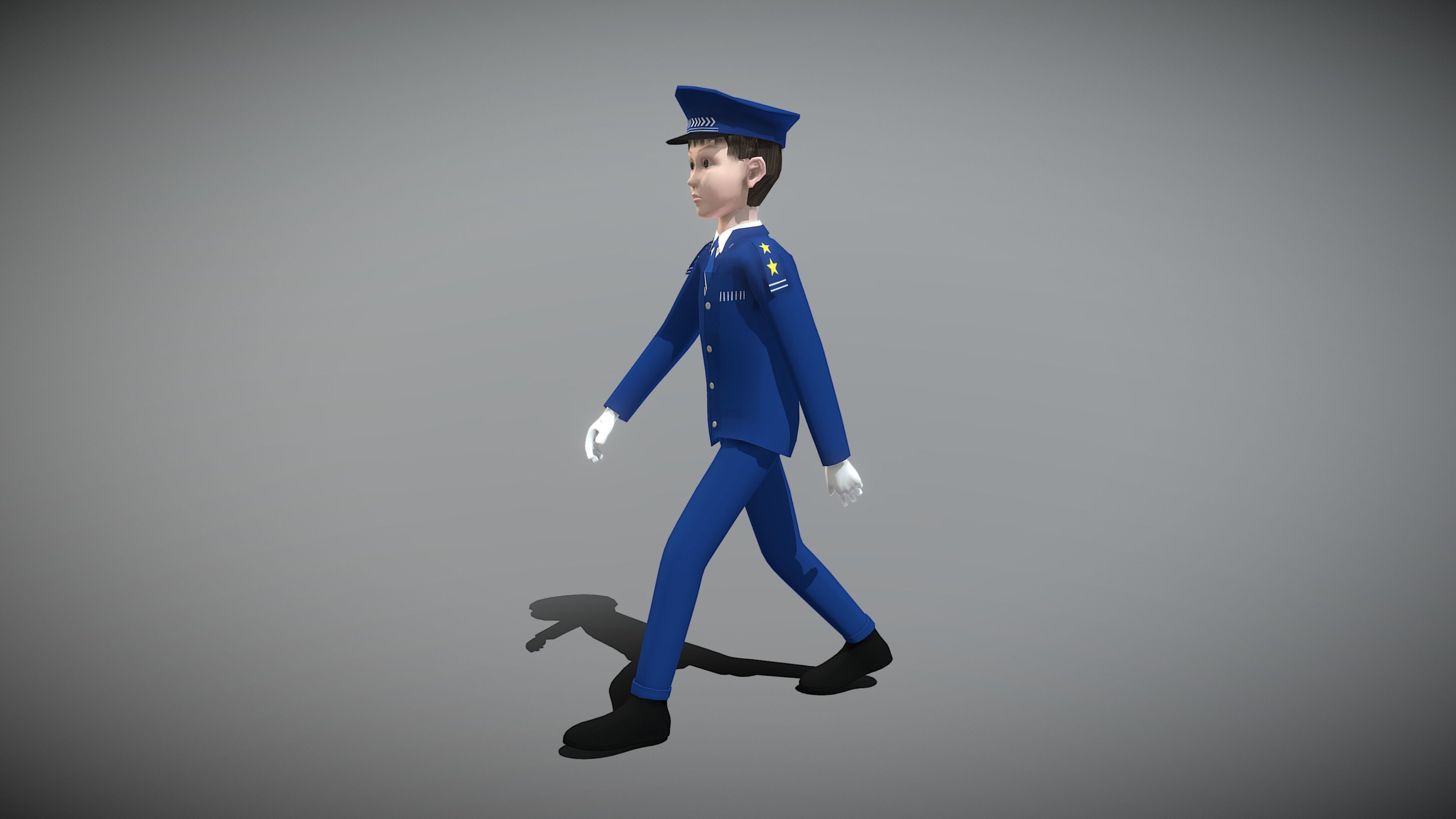 Cartoon Policeman Low-poly 3D model_2