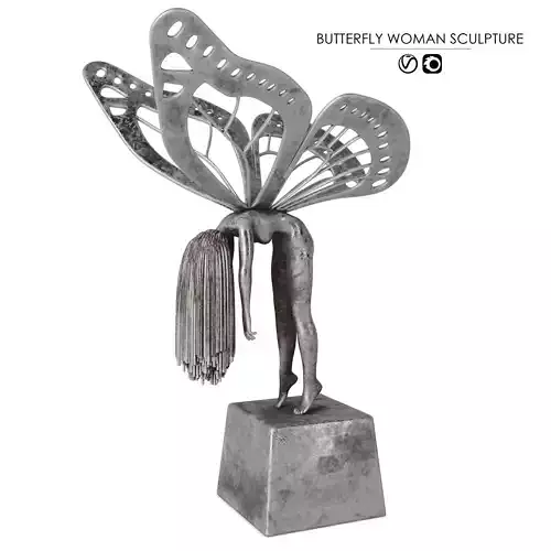  Butterfly Woman Sculpture with 4 PBR Materials 3D model