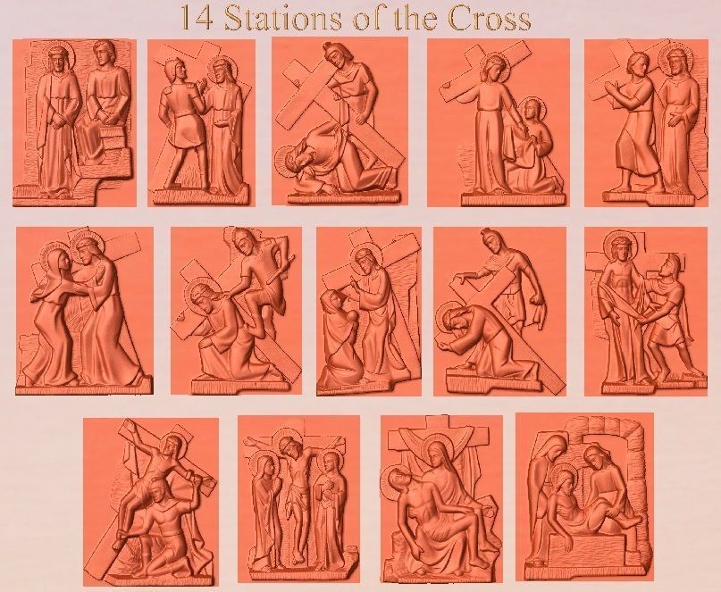 14 Stations of the Cross All in one 3D print model_5