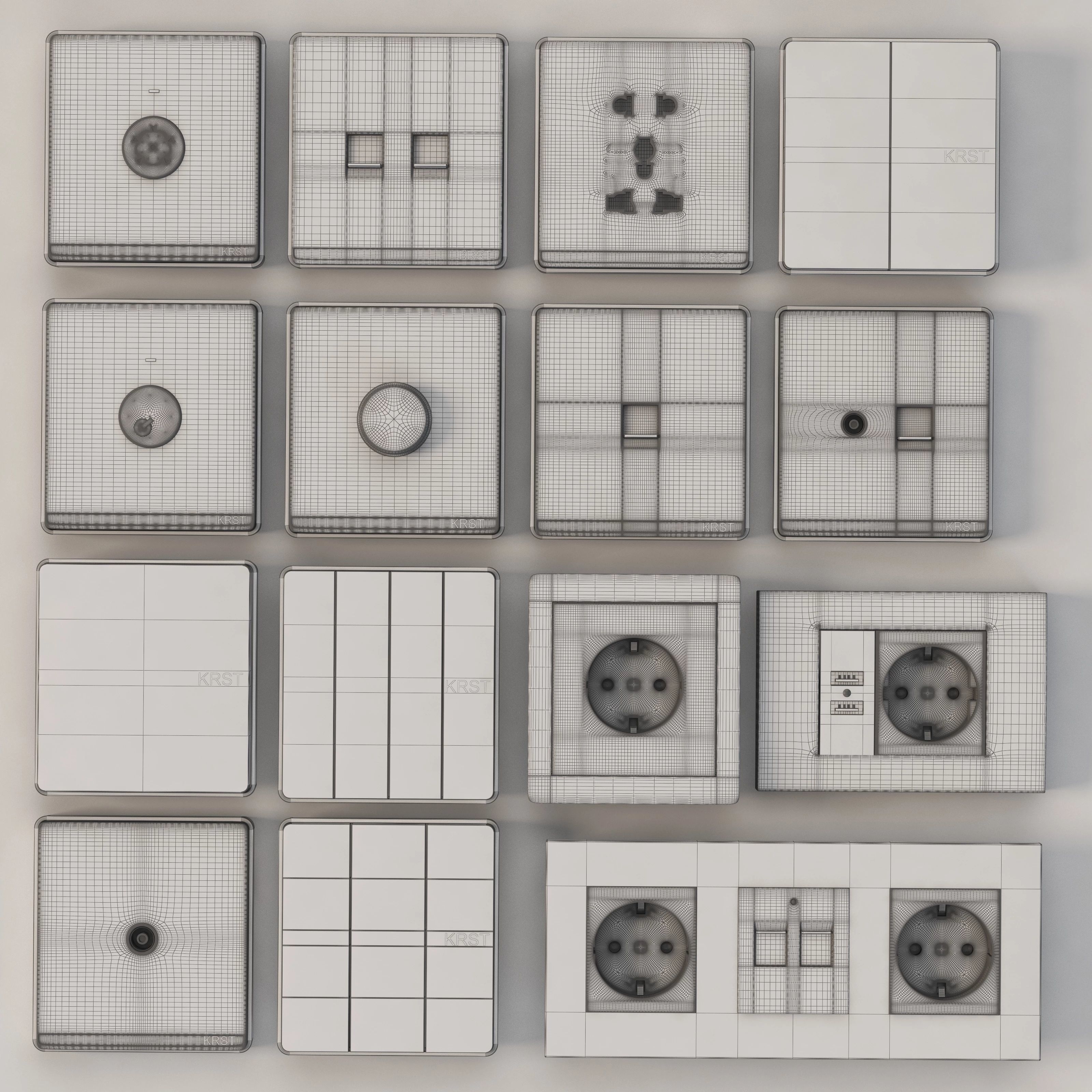 Coswall Krst Modular Range Switches and Wall Sockets Set 3D model_2