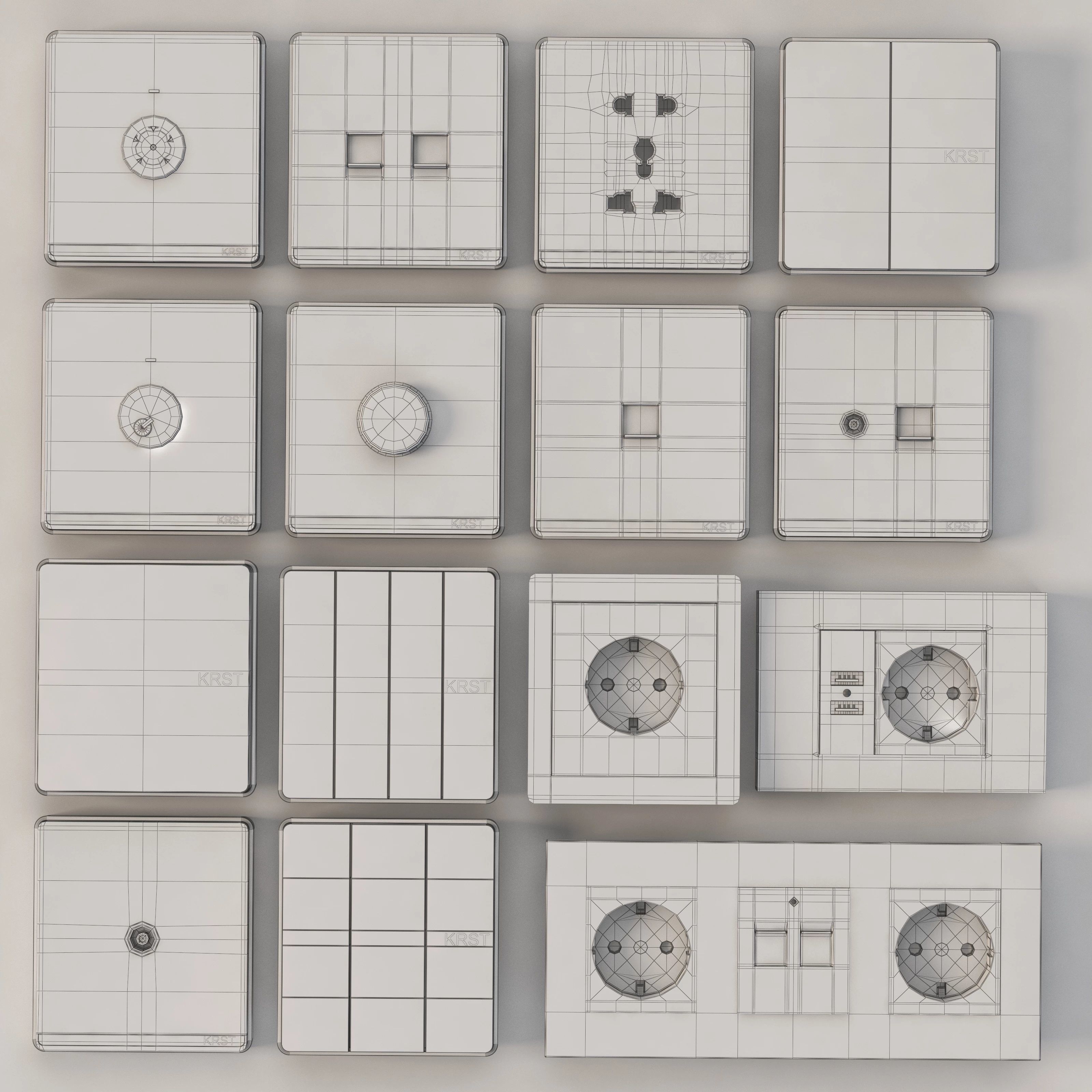 Coswall Krst Modular Range Switches and Wall Sockets Set 3D model_3