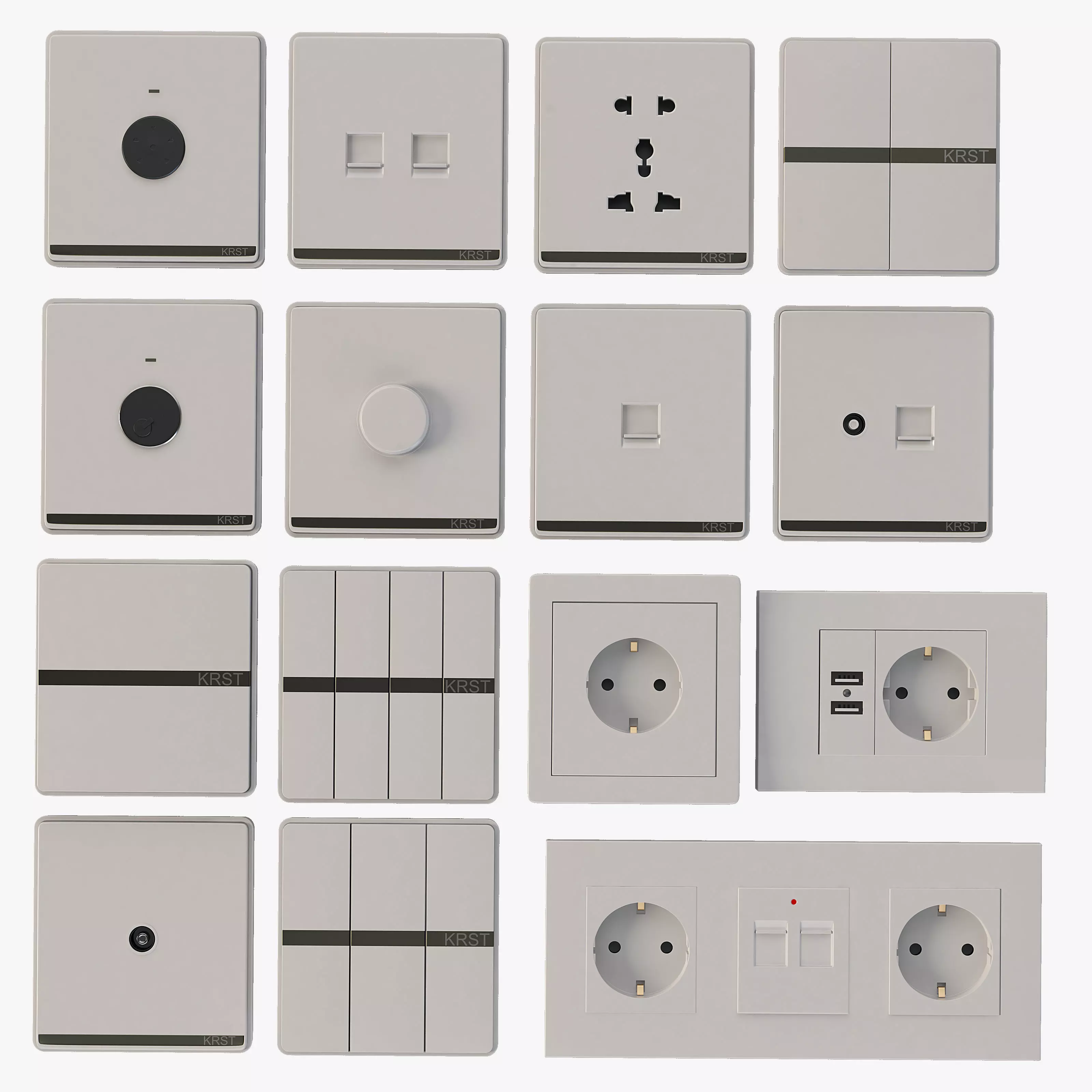 Coswall Krst Modular Range Switches and Wall Sockets Set 3D model_0
