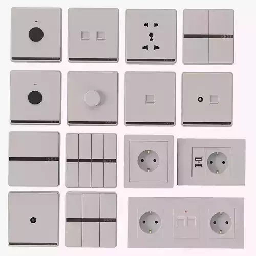 Coswall Krst Modular Range Switches and Wall Sockets Set 3D model