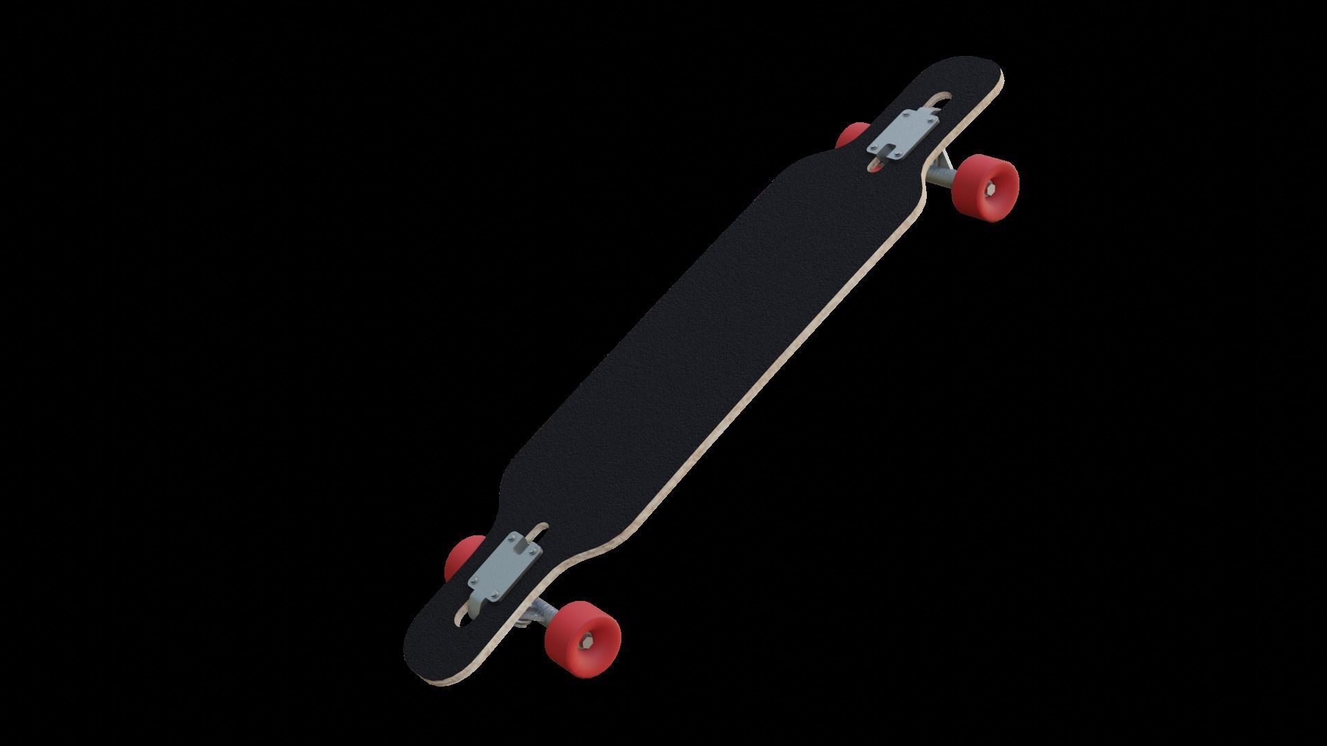 Longboard skateboard flying in air Low-poly 3D model_3