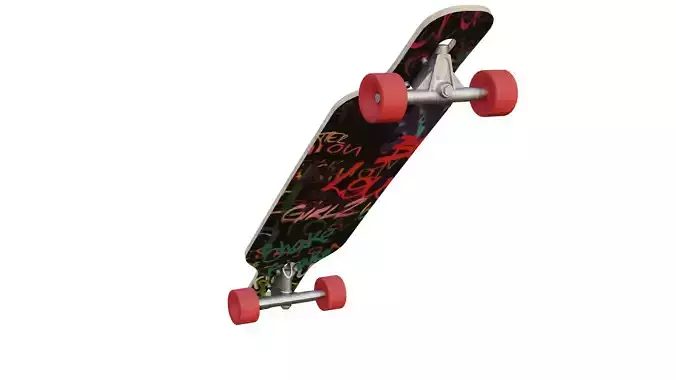 Longboard skateboard flying in air