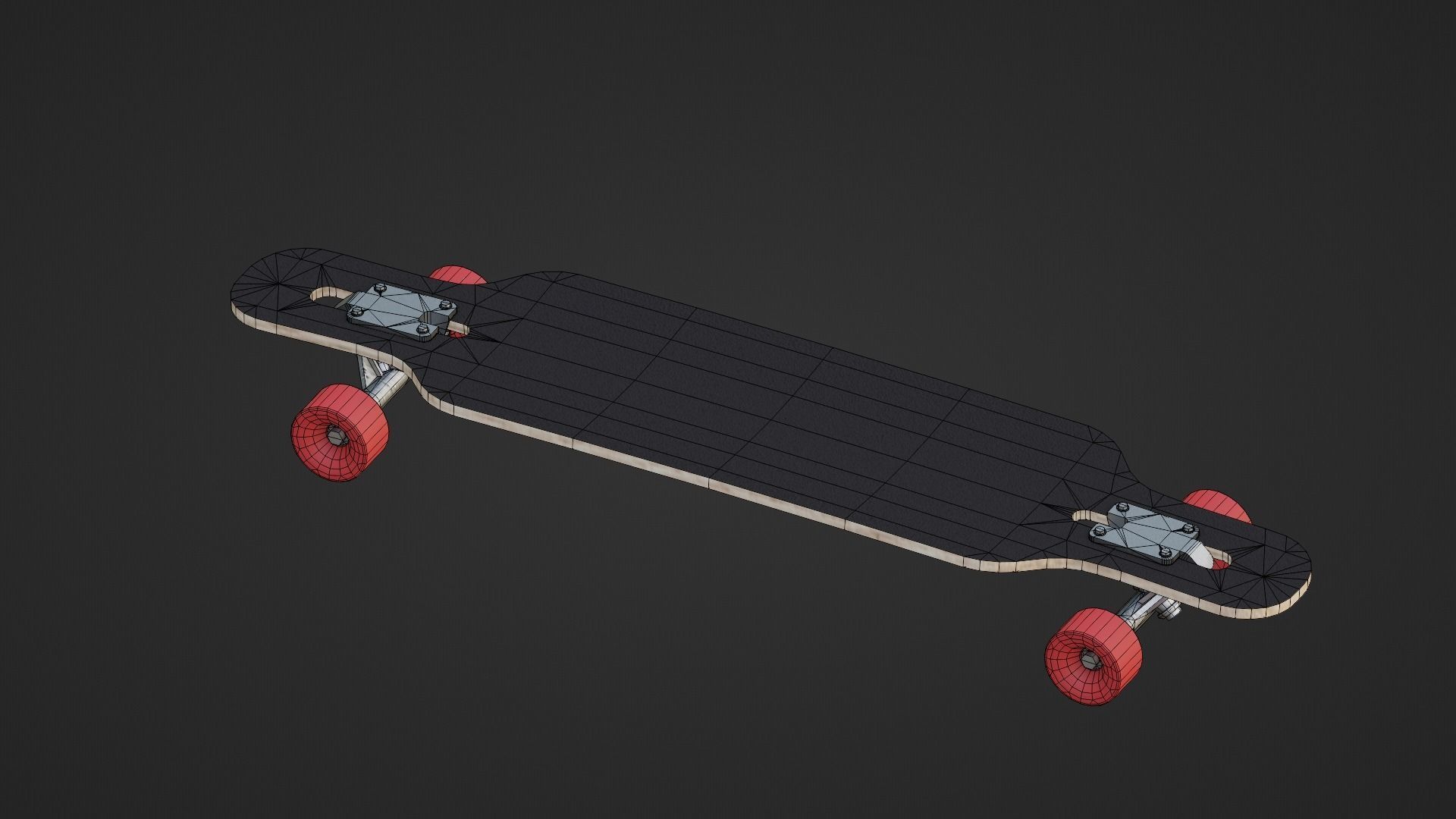 Longboard skateboard flying in air Low-poly 3D model_5