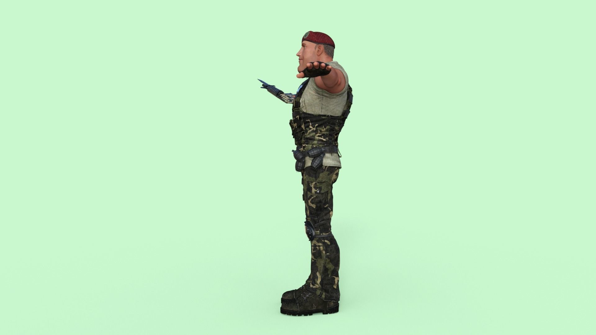 Commando Soldier Character Rigged 3D model_27