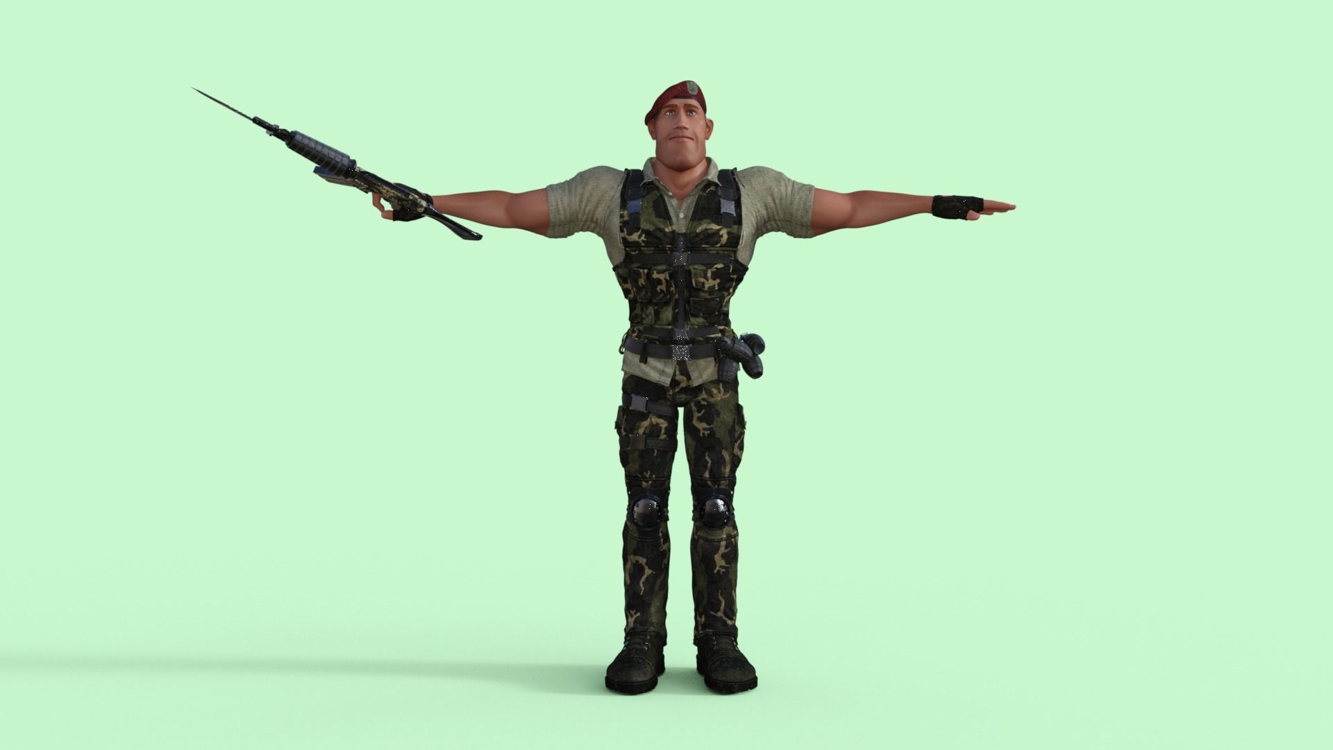 Commando Soldier Character Rigged 3D model_25