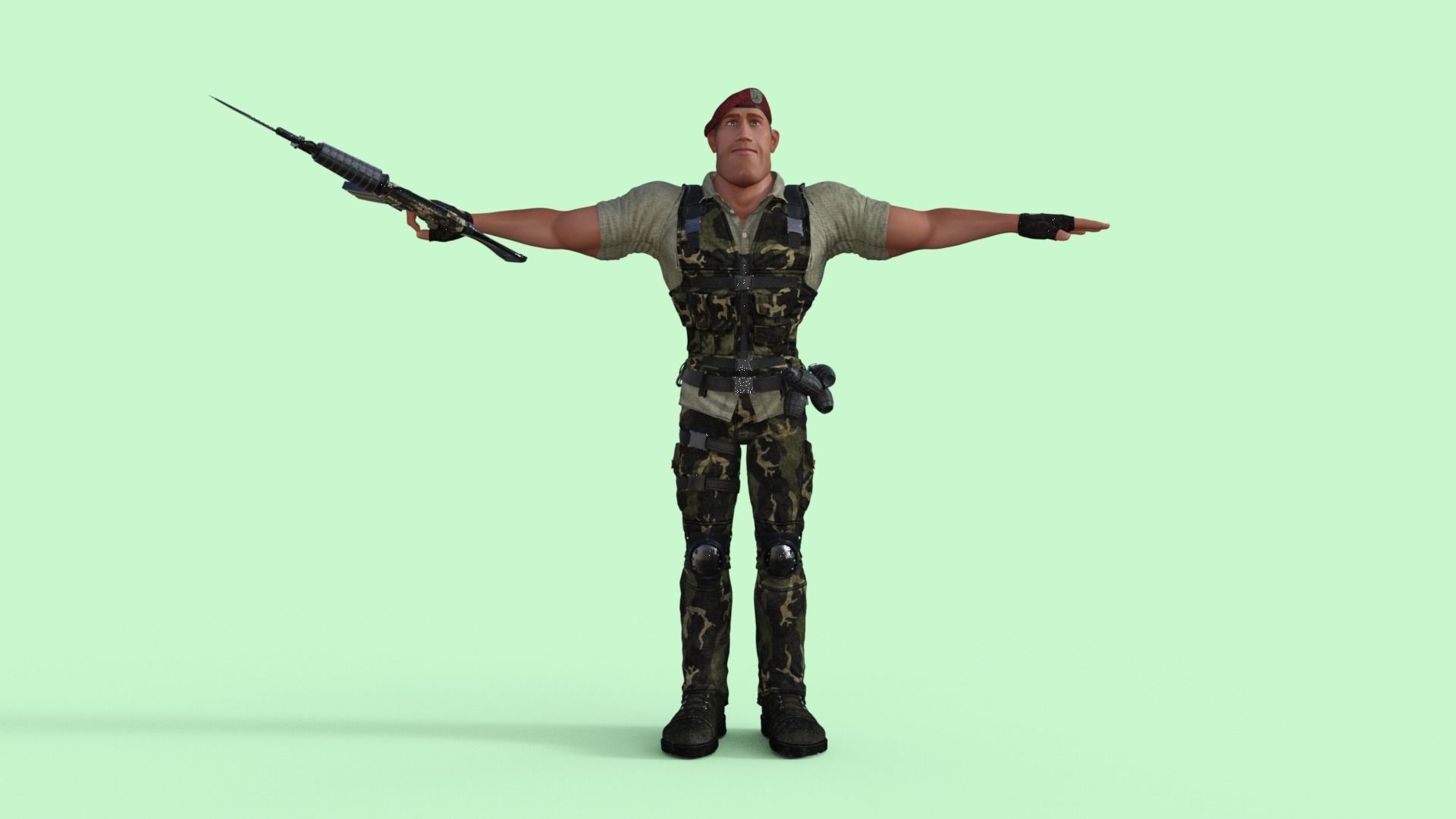 Commando Soldier Character Rigged 3D model_17