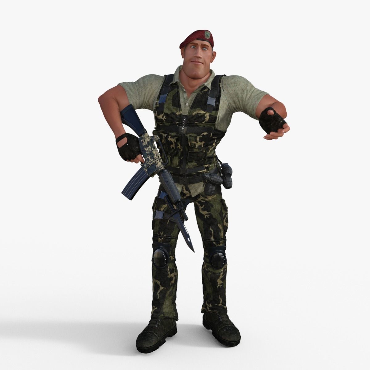 Commando Soldier Character Rigged 3D model_13