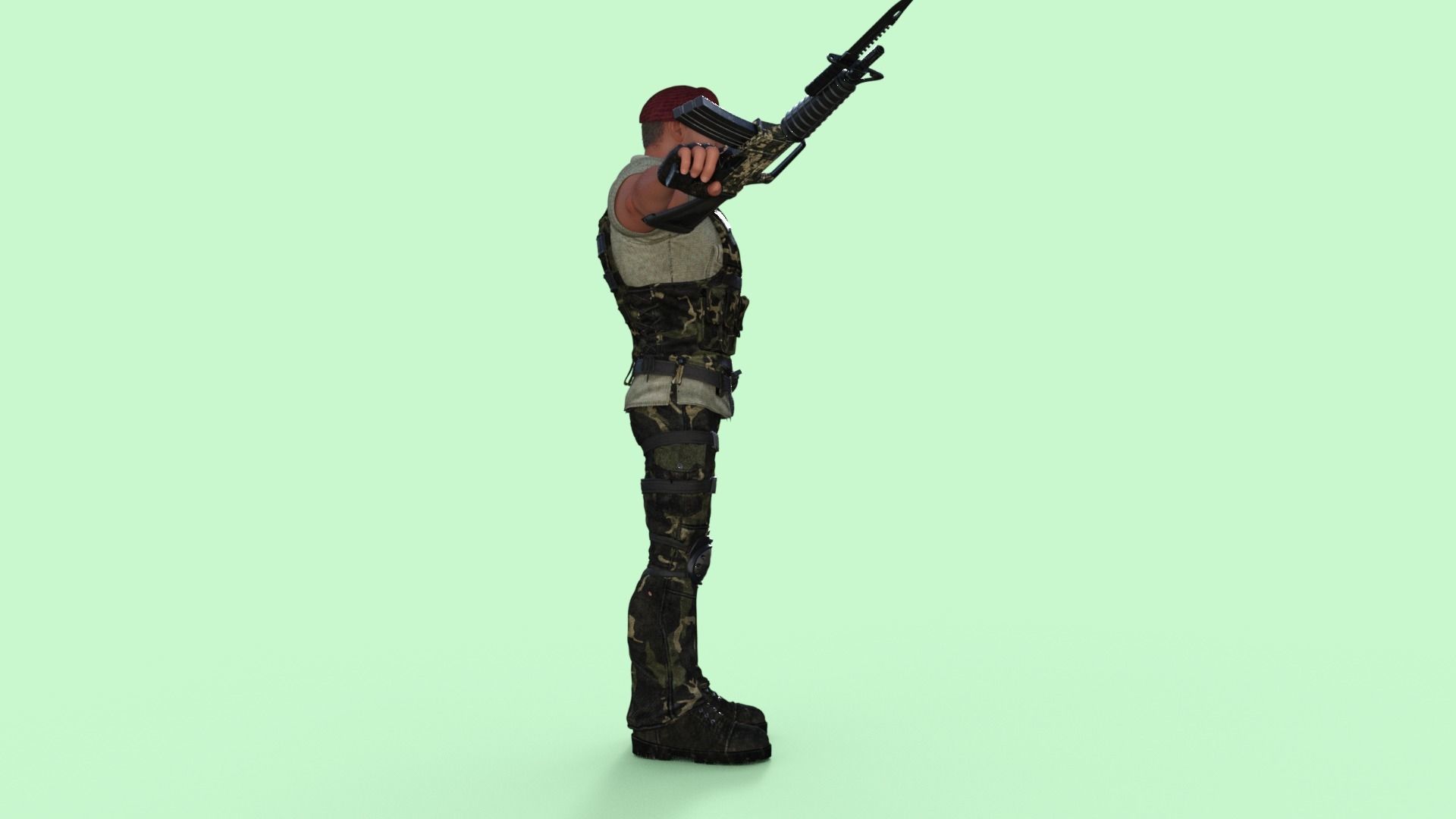 Commando Soldier Character Rigged 3D model_23