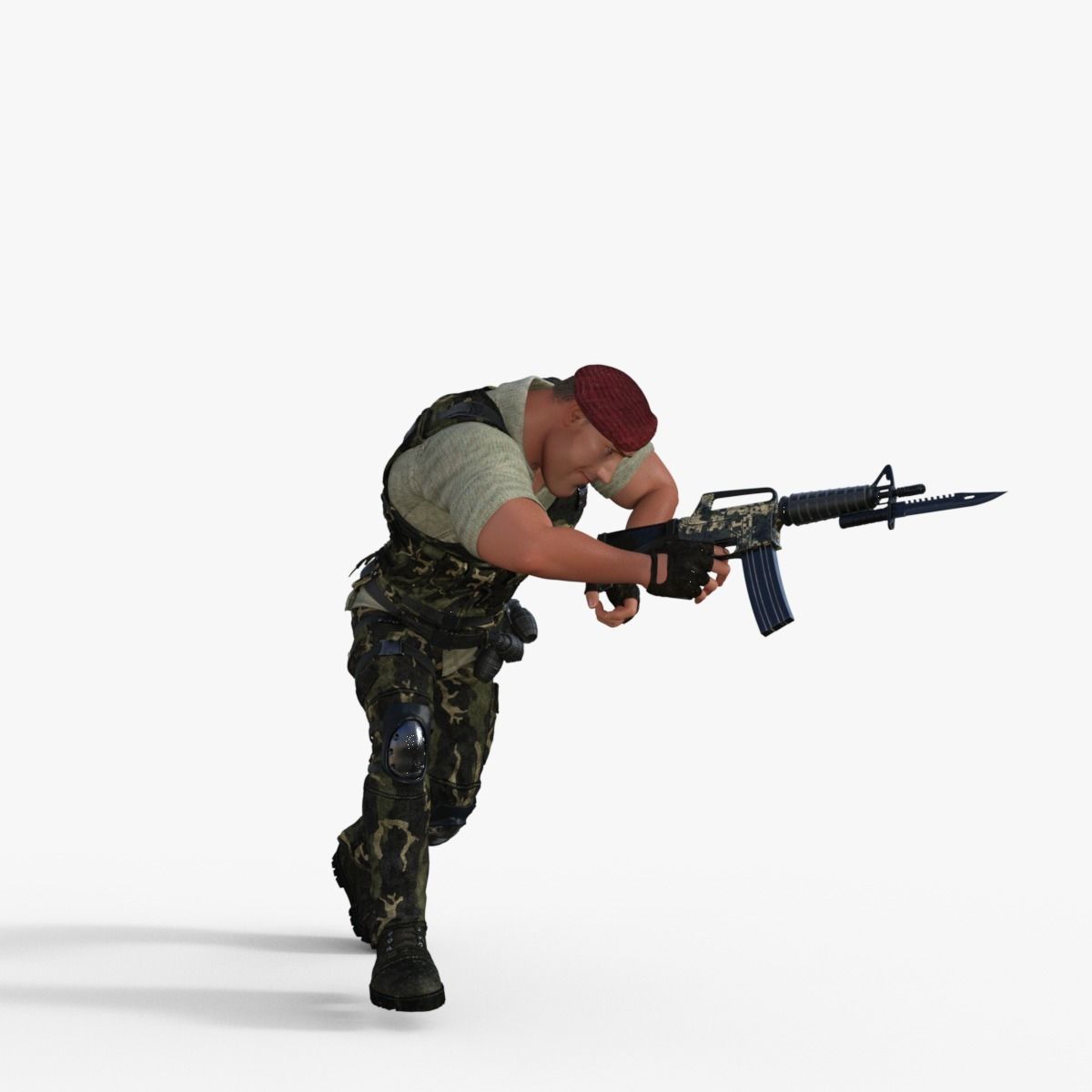 Commando Soldier Character Rigged 3D model_10