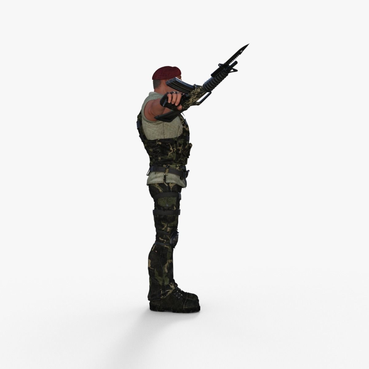 Commando Soldier Character Rigged 3D model_7