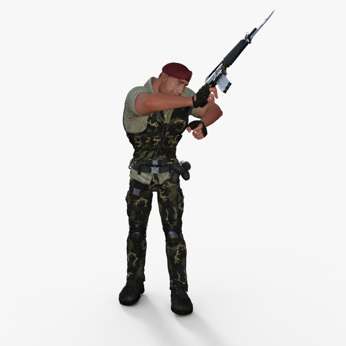 Commando Soldier Character Rigged 3D model_9