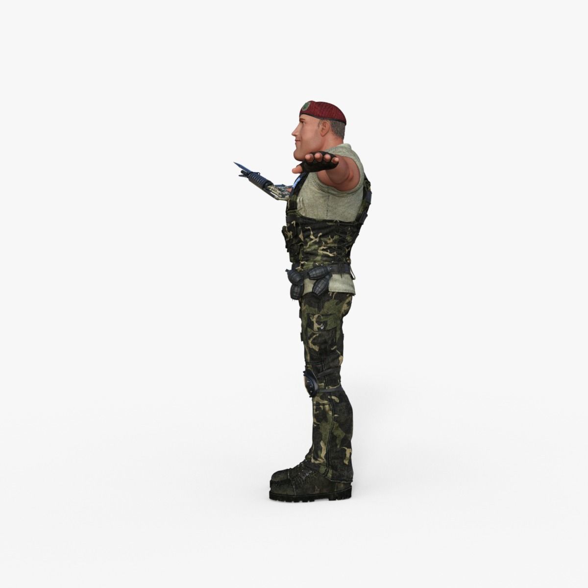 Commando Soldier Character Rigged 3D model_3