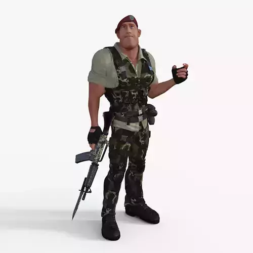 Commando Soldier Character Rigged 3D model