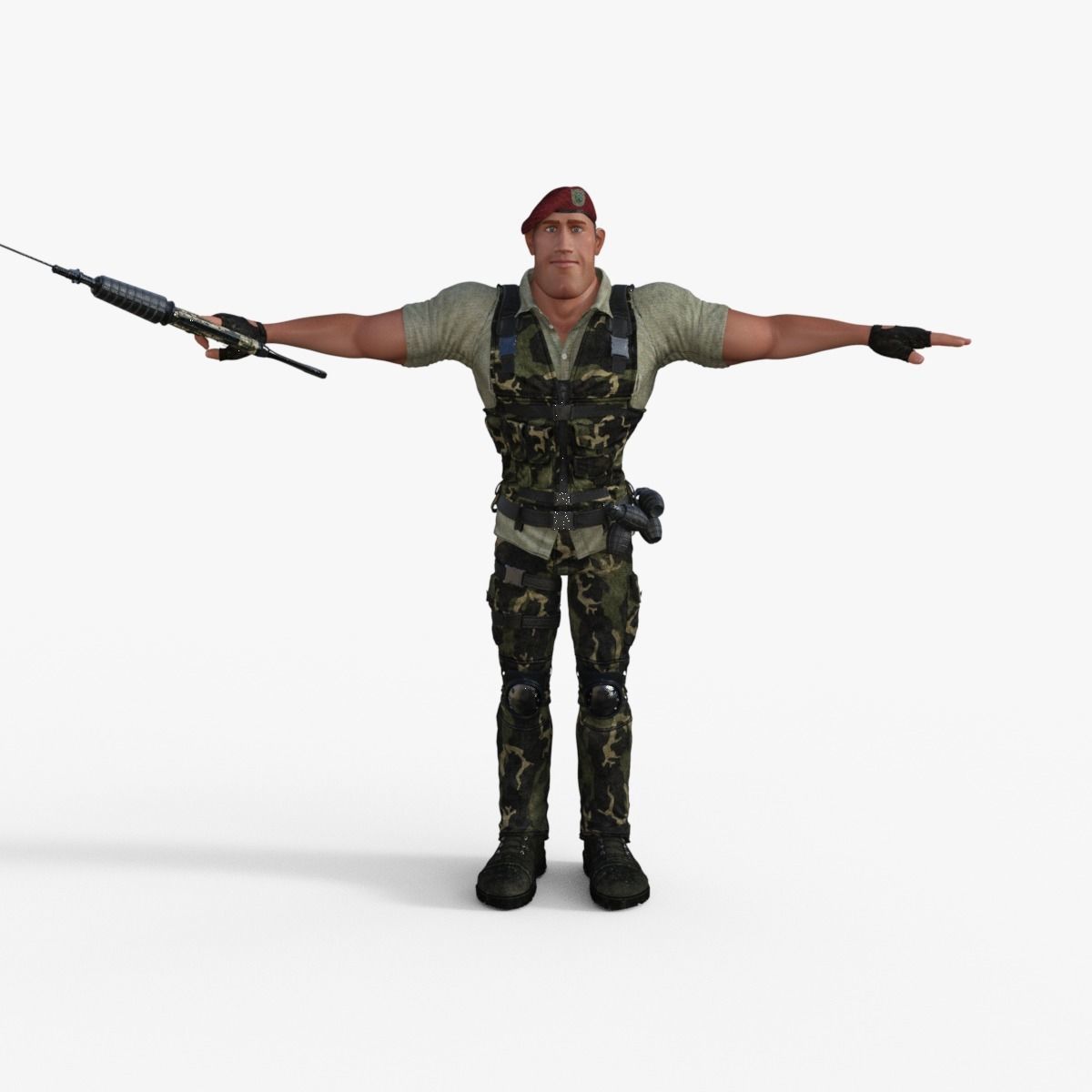 Commando Soldier Character Rigged 3D model_1