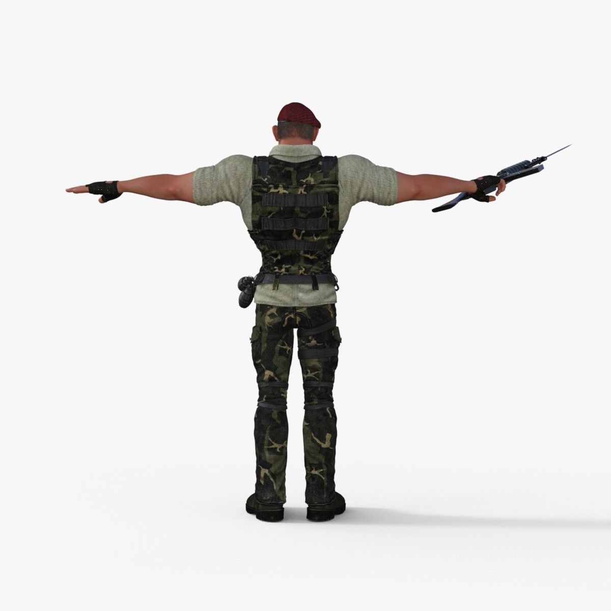 Commando Soldier Character Rigged 3D model_5