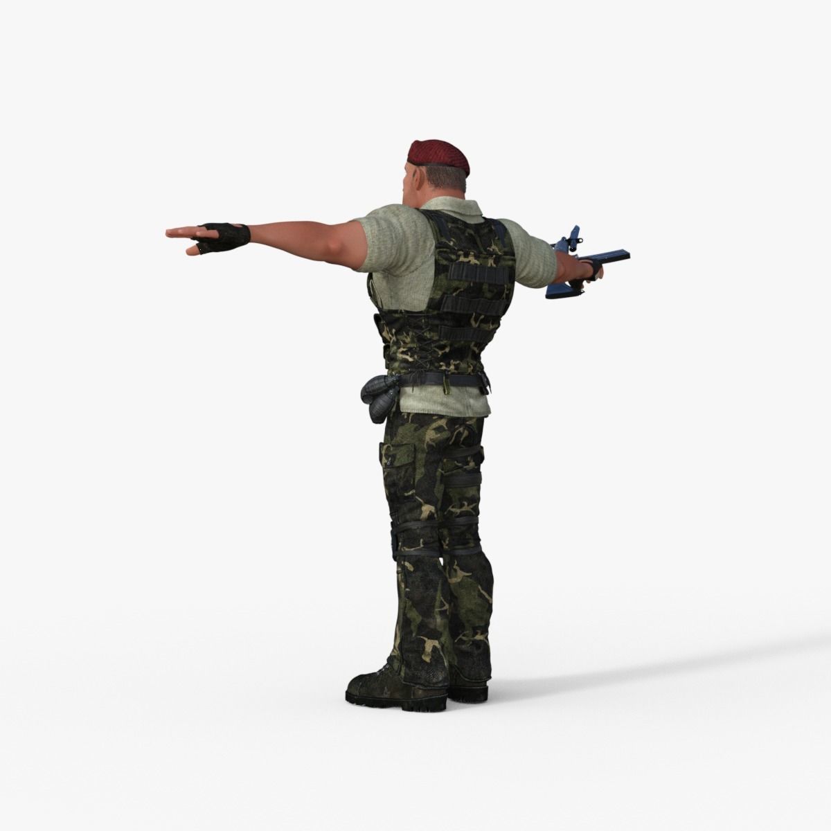 Commando Soldier Character Rigged 3D model_4