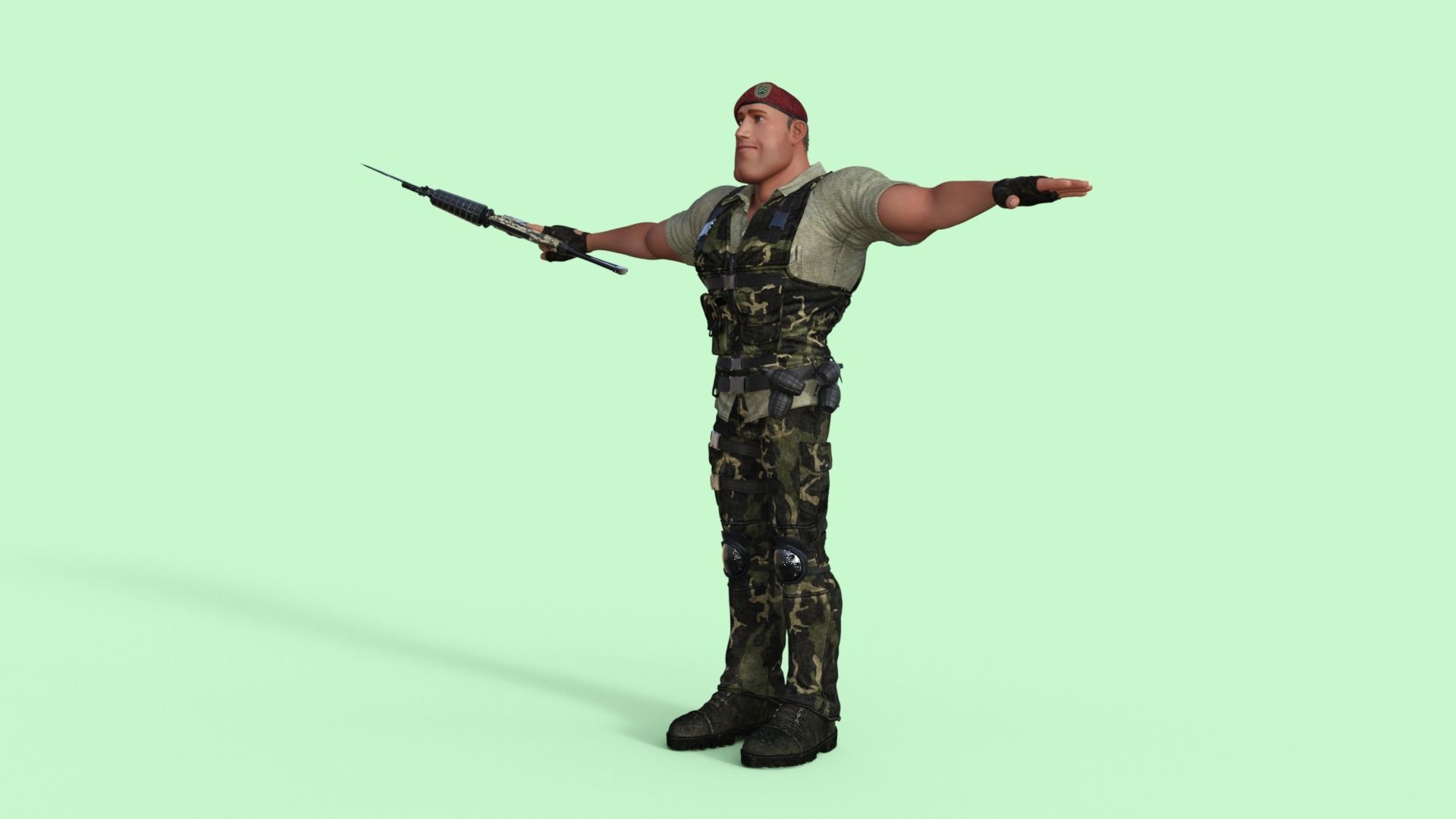 Commando Soldier Character Rigged 3D model_18