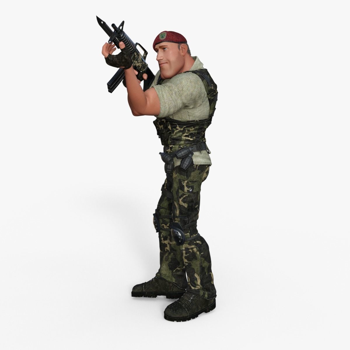 Commando Soldier Character Rigged 3D model_15