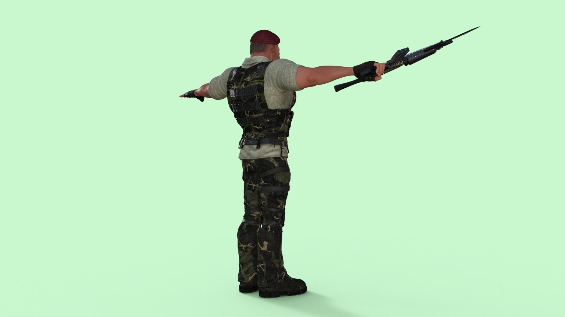 Commando Soldier Character Rigged 3D model_22
