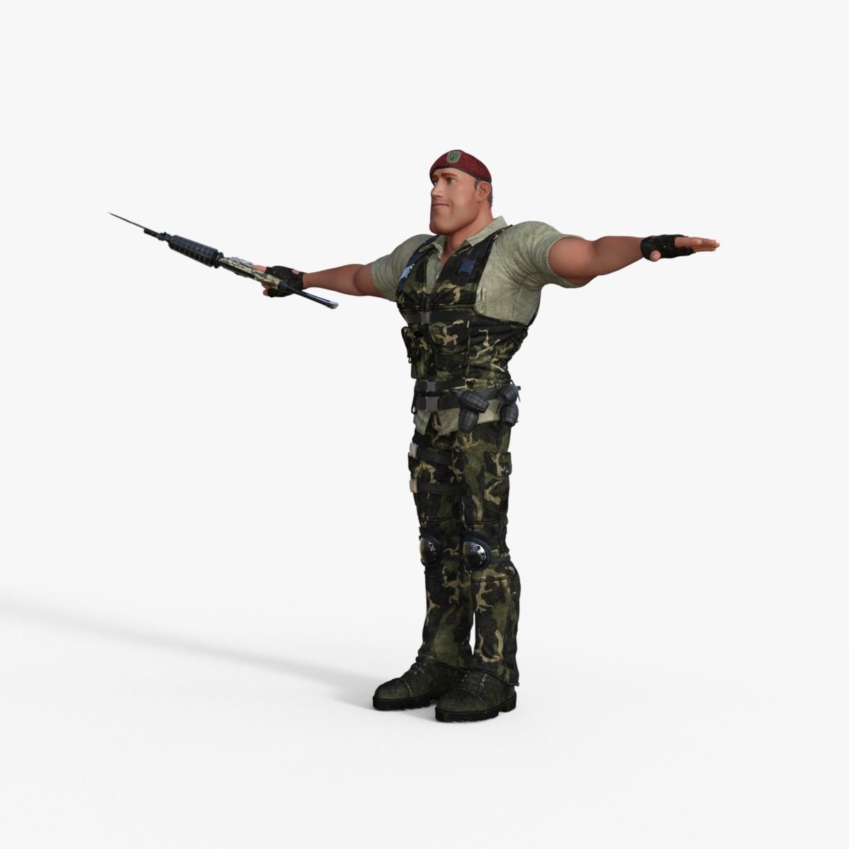 Commando Soldier Character Rigged 3D model_2