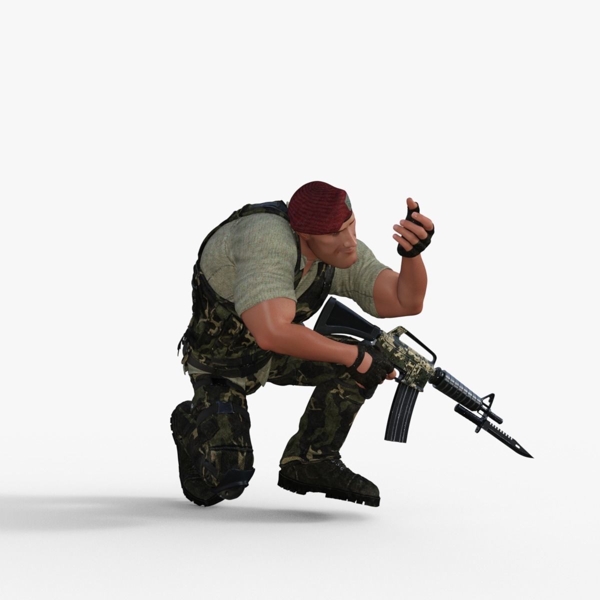 Commando Soldier Character Rigged 3D model_12