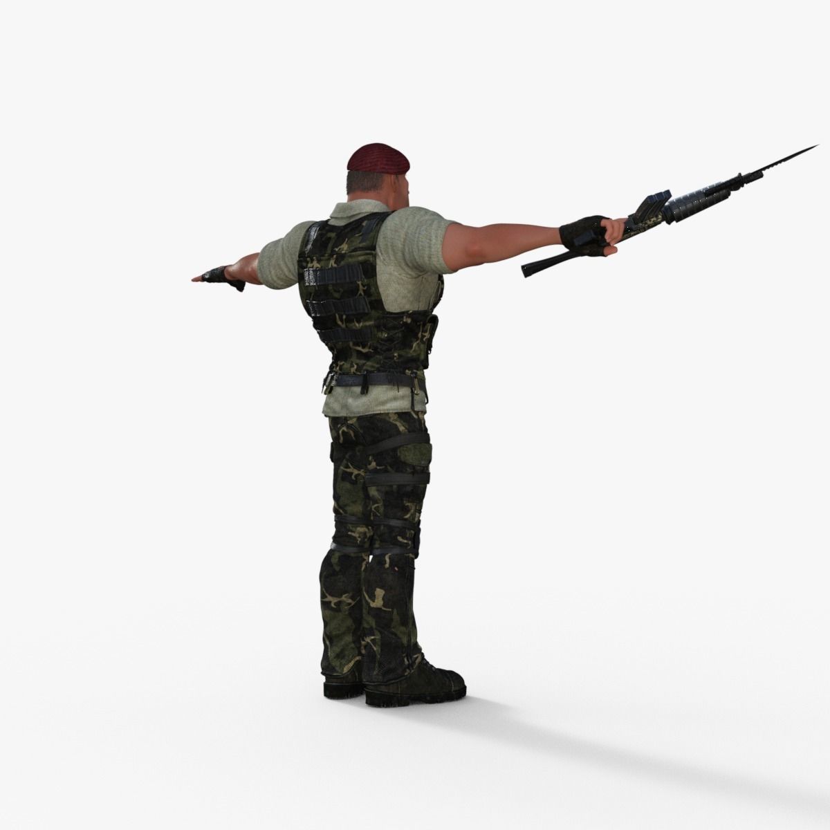Commando Soldier Character Rigged 3D model_6
