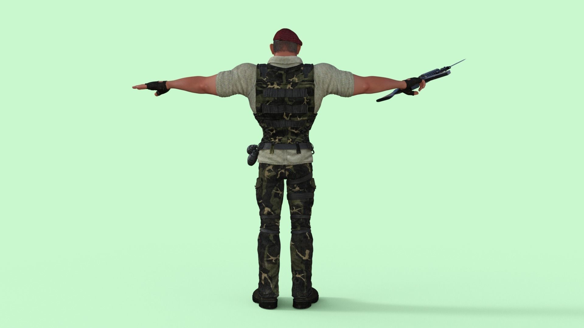 Commando Soldier Character Rigged 3D model_21