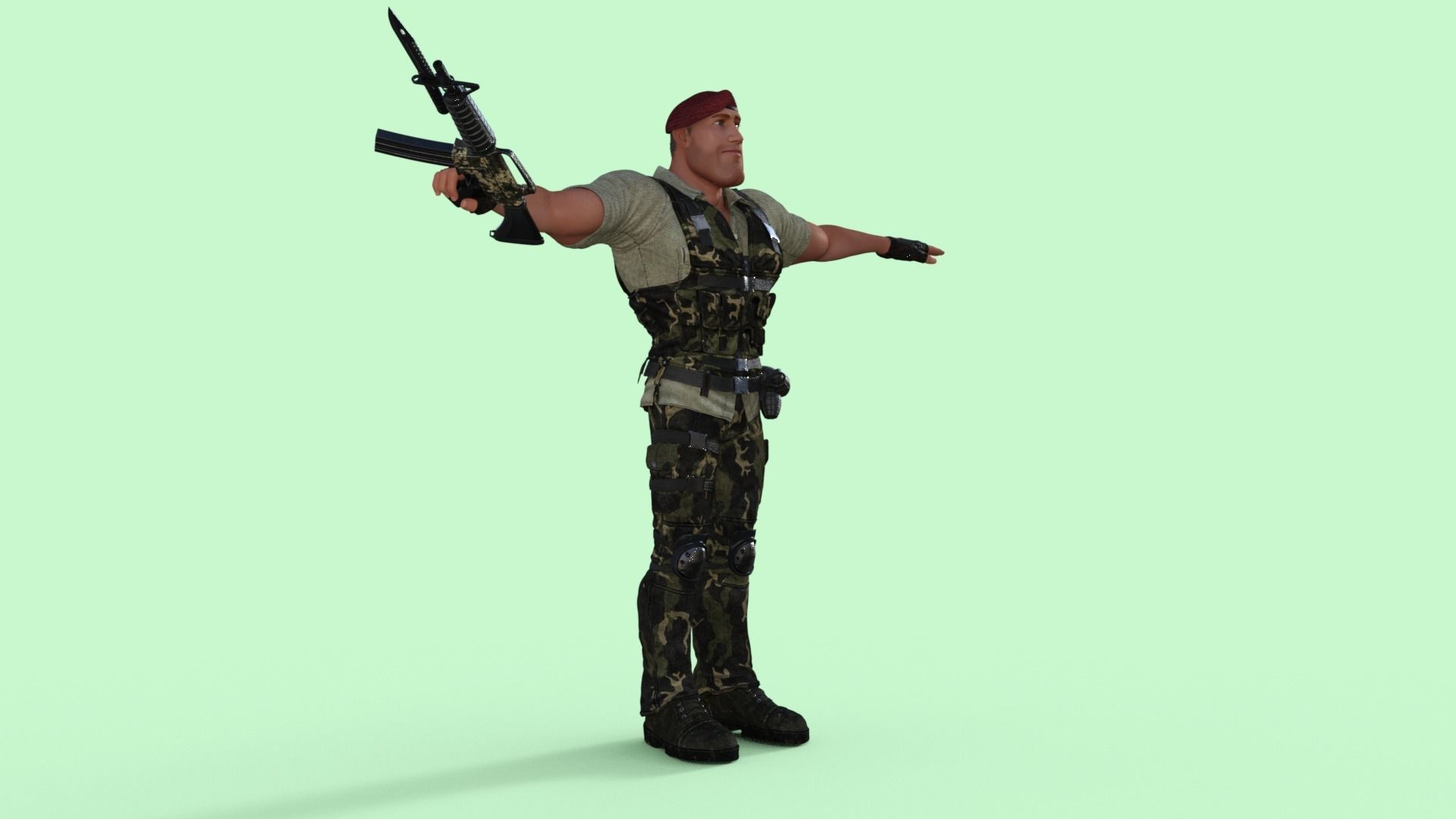 Commando Soldier Character Rigged 3D model_24