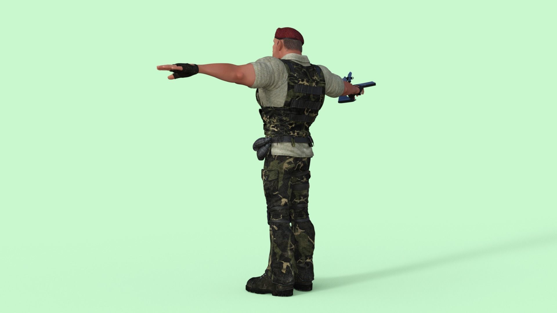 Commando Soldier Character Rigged 3D model_20