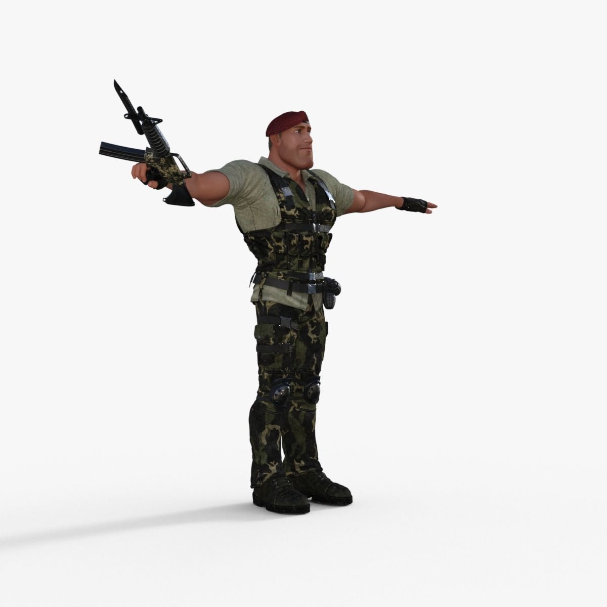 Commando Soldier Character Rigged 3D model_8