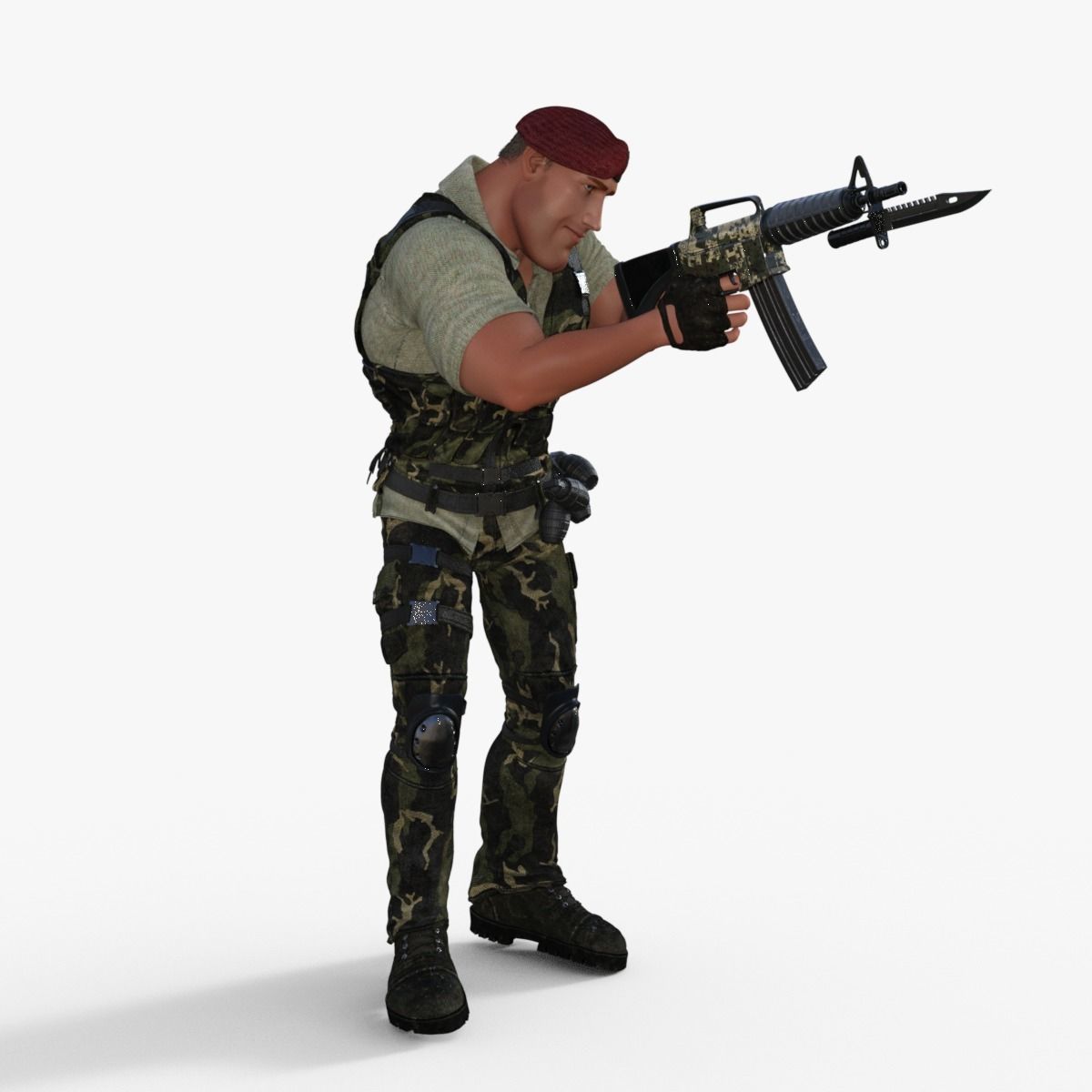 Commando Soldier Character Rigged 3D model_14