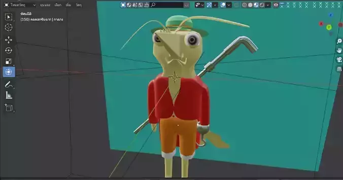 The shrimp pirate cartoon captain low-poly