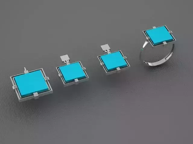 square set of turquoise and silver jewelry