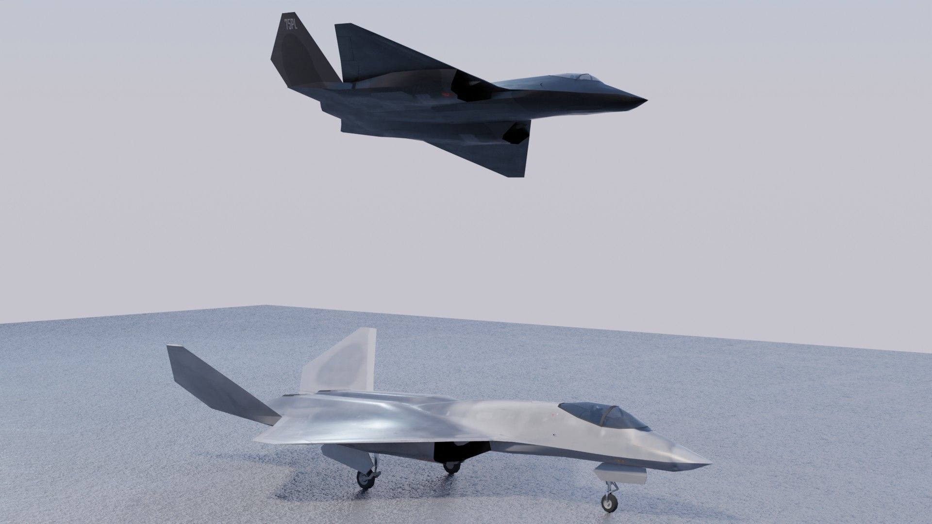 Northrop YF-23 Black Widow Low-poly 3D model_18