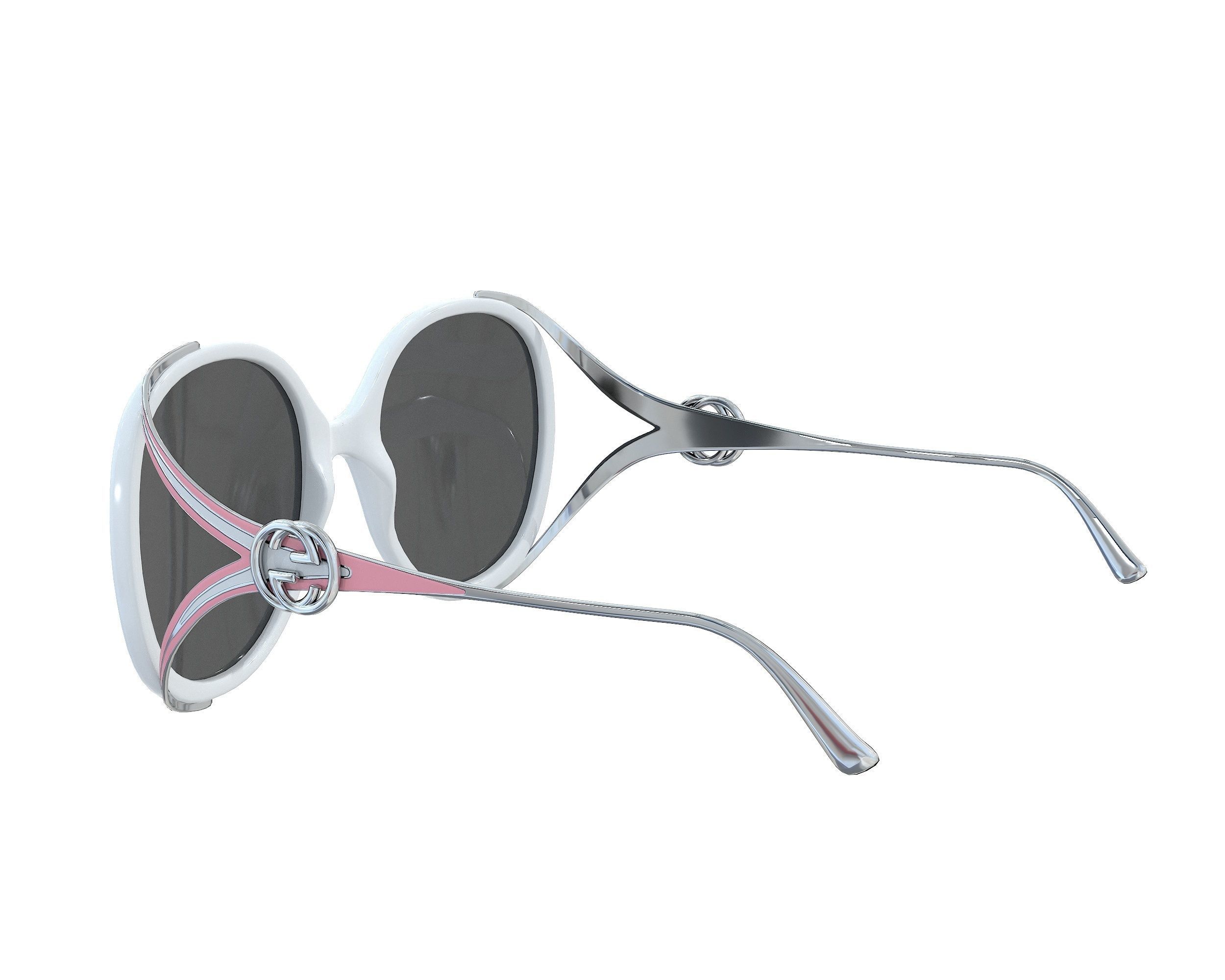 Gucci Round-frame Interlocking G sunglasses Low-poly 3D model_12