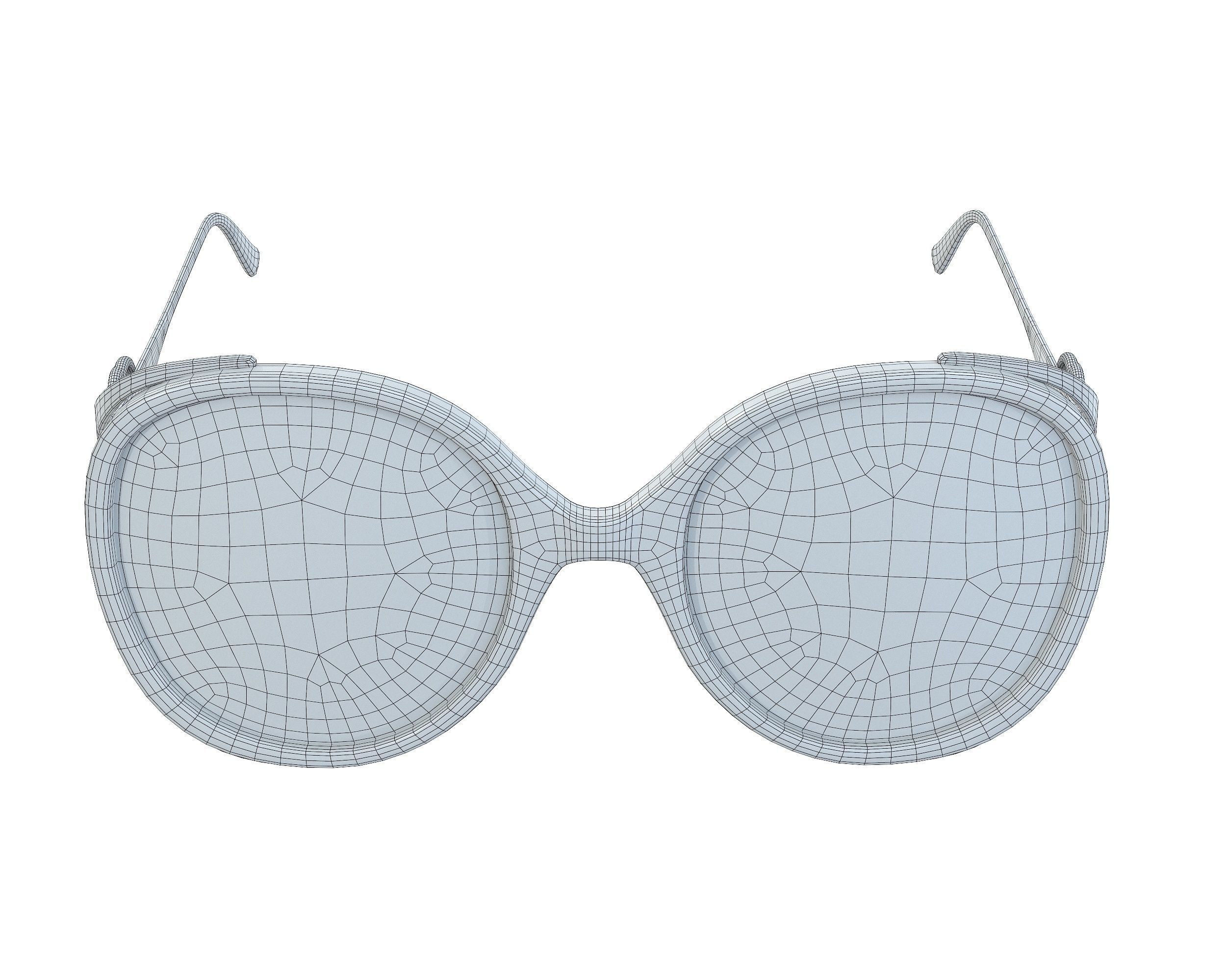 Gucci Round-frame Interlocking G sunglasses Low-poly 3D model_18
