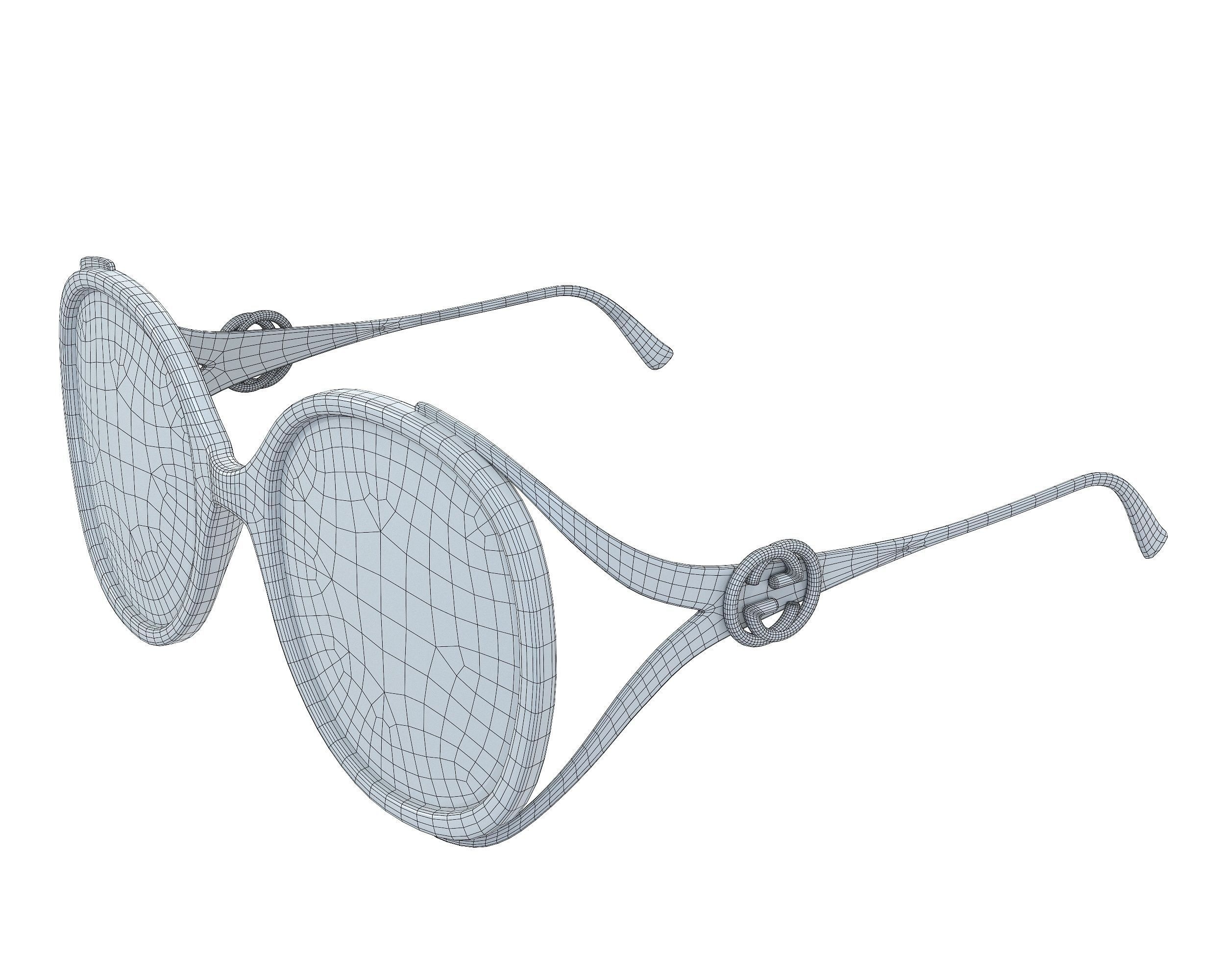 Gucci Round-frame Interlocking G sunglasses Low-poly 3D model_16