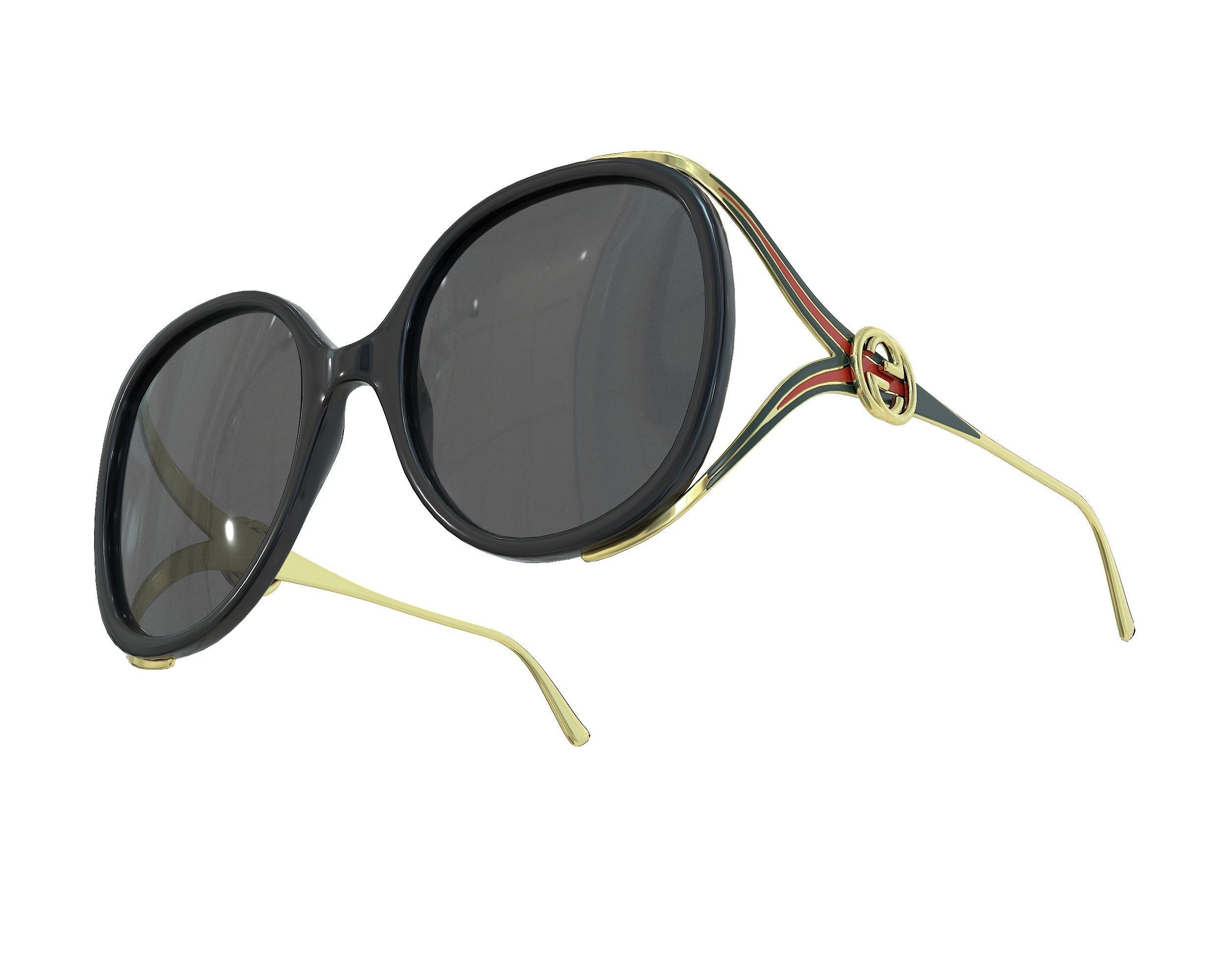 Gucci Round-frame Interlocking G sunglasses Low-poly 3D model_4
