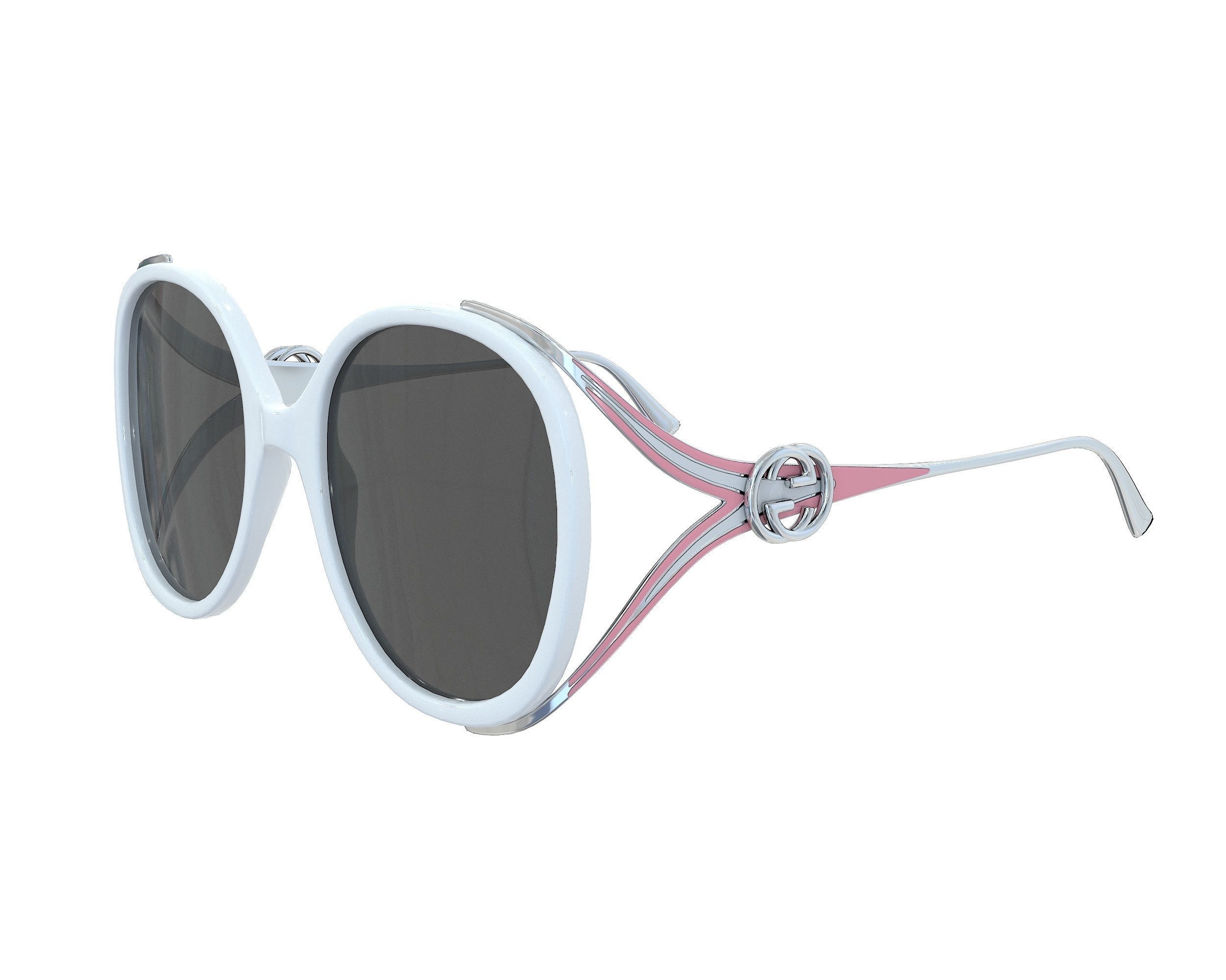 Gucci Round-frame Interlocking G sunglasses Low-poly 3D model_3